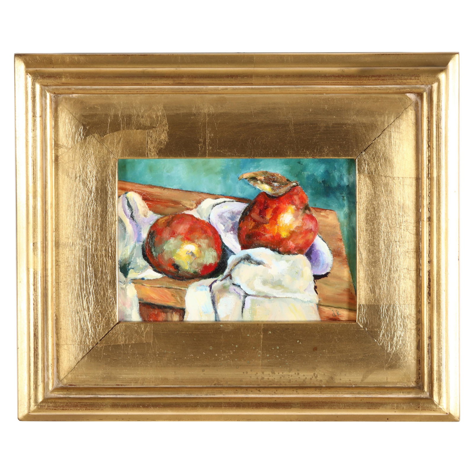 Diane Kraudelt (NC), Small Still Life with Fruit: Diane Kraudelt (NC), Small Still Life with Fruit oil on board, artist's initials lower right, presented in a gilt wood frame. DOA 10 x 12 in. From the Estate of the late Terrence A. Corrigan, New York