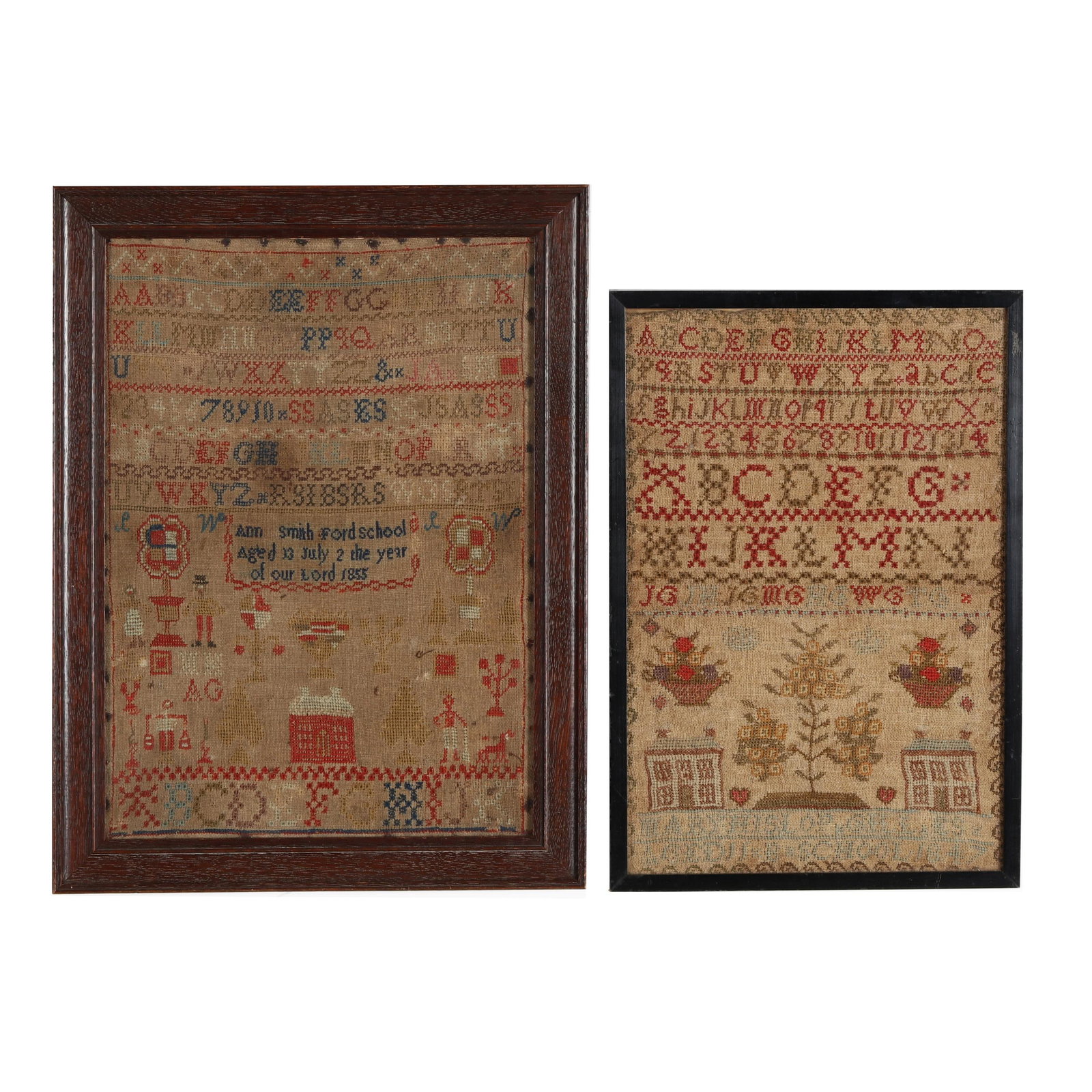Two Framed Schoolgirl Samplers, Ann Smith and Mary Hislop Gill (1 of 4)