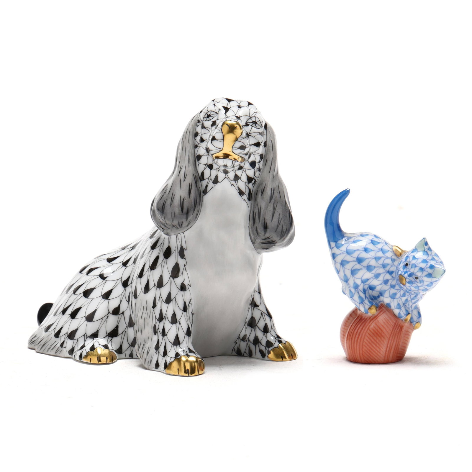 Two Herend Fishnet Porcelain Pets (1 of 6)