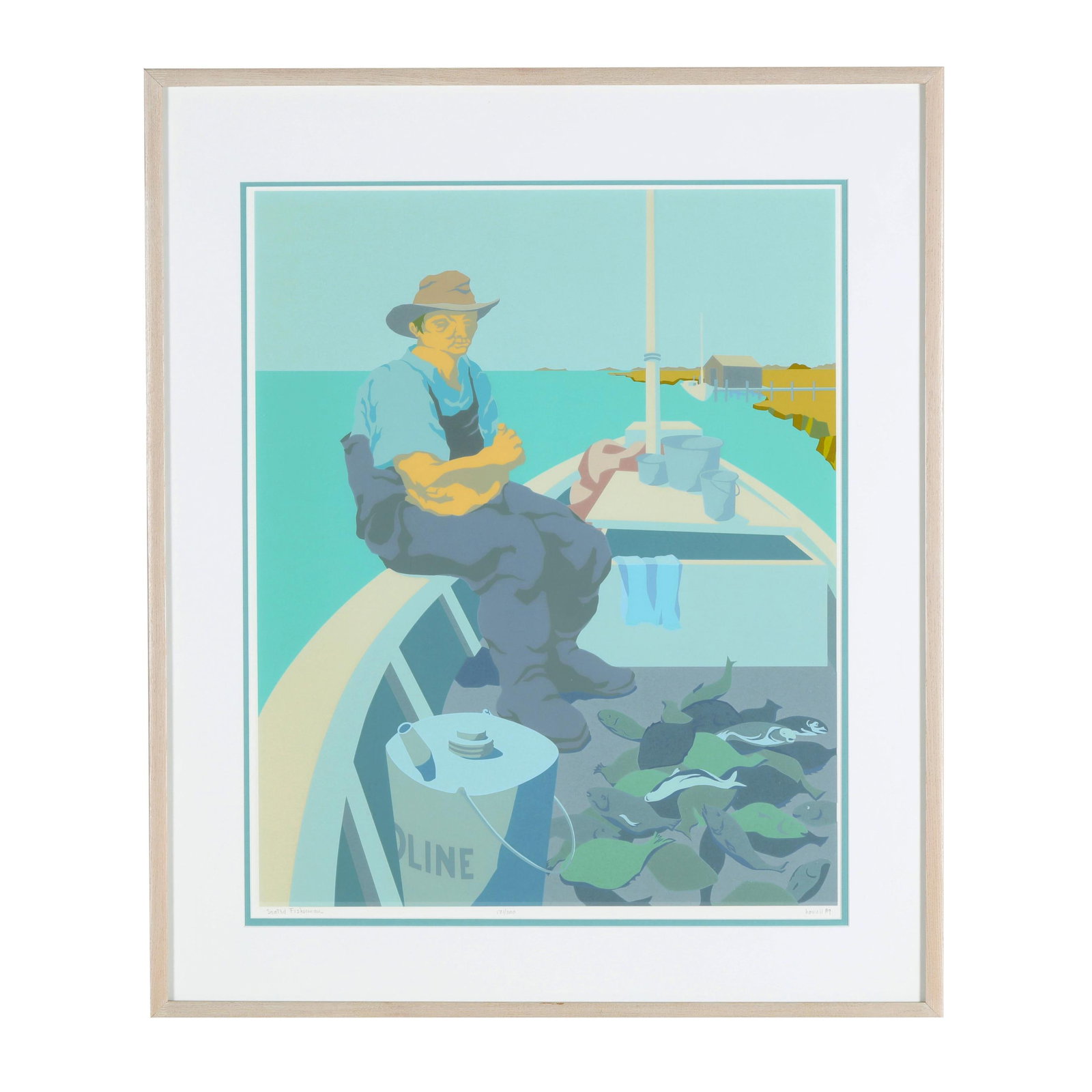 Claude Howell (NC, 1915-1997), Seated Fisherman, Mending Nets (1 of 7)