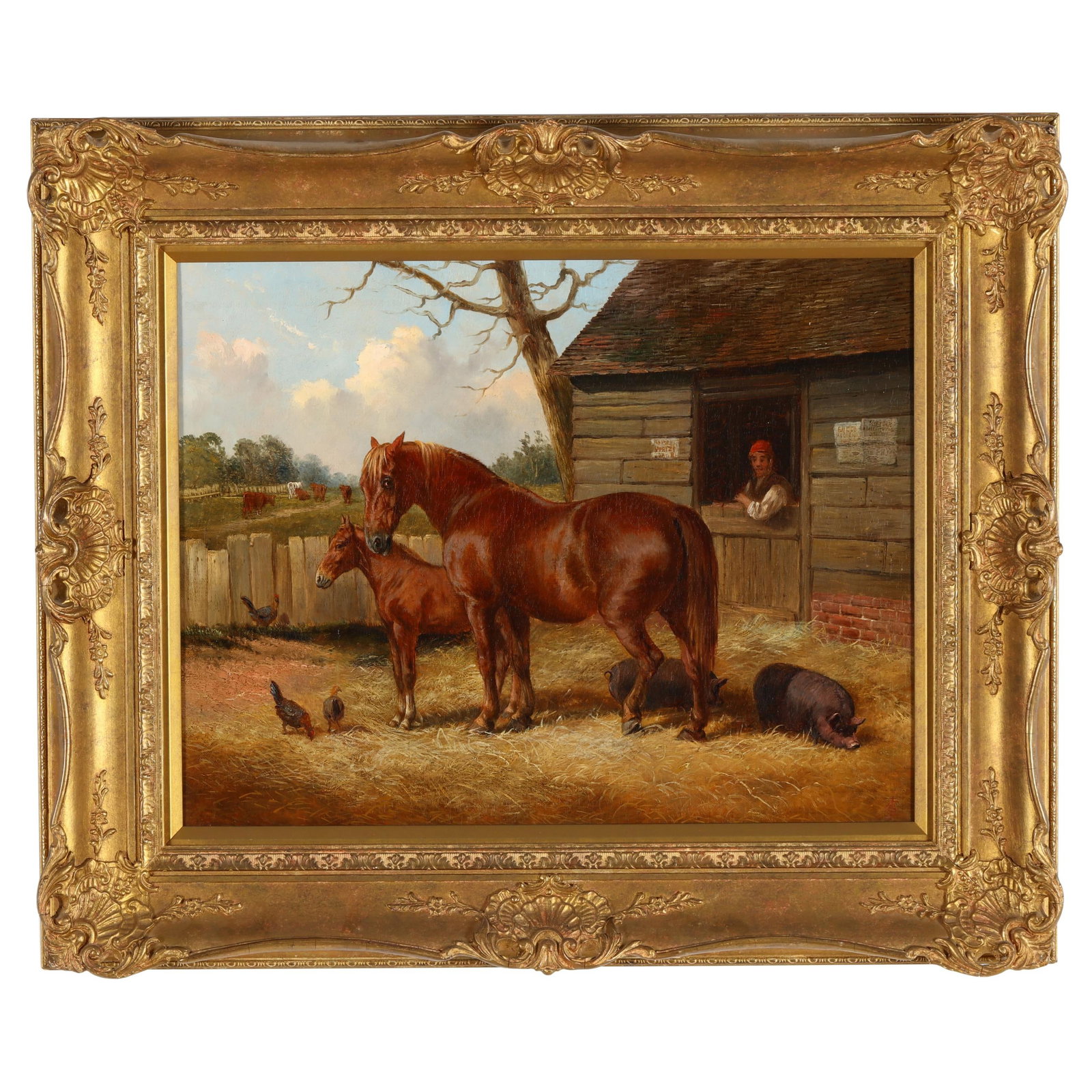 Circle of John Frederick Herring, Jr. (British, 1815-1907), Suffolk Mare and Foal in a Barnyard (1 of 6)