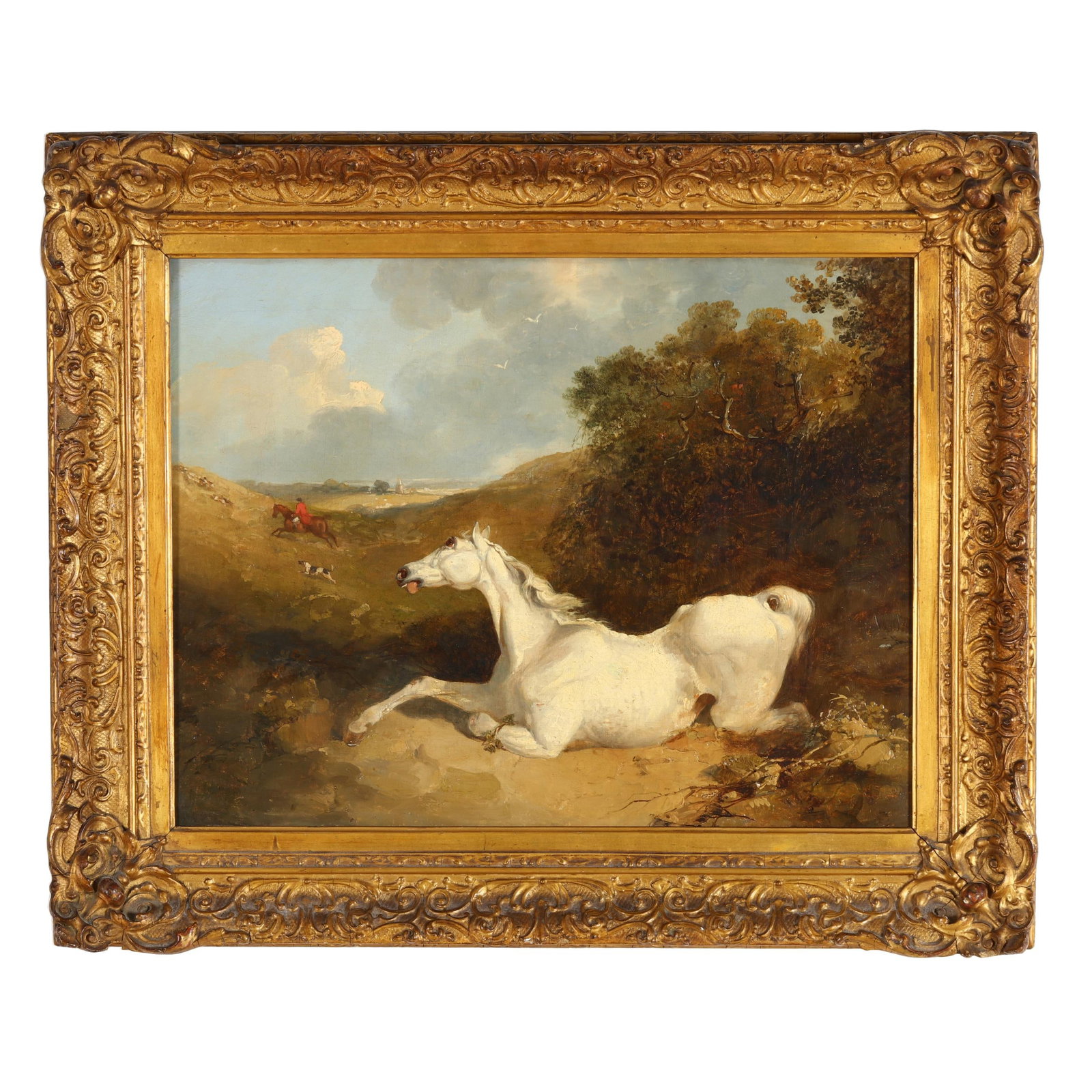 Attributed John Frederick Herring Sr. (English, 1795-1864), Grey Horse Breaking Down to Hunt Beyond (1 of 4)