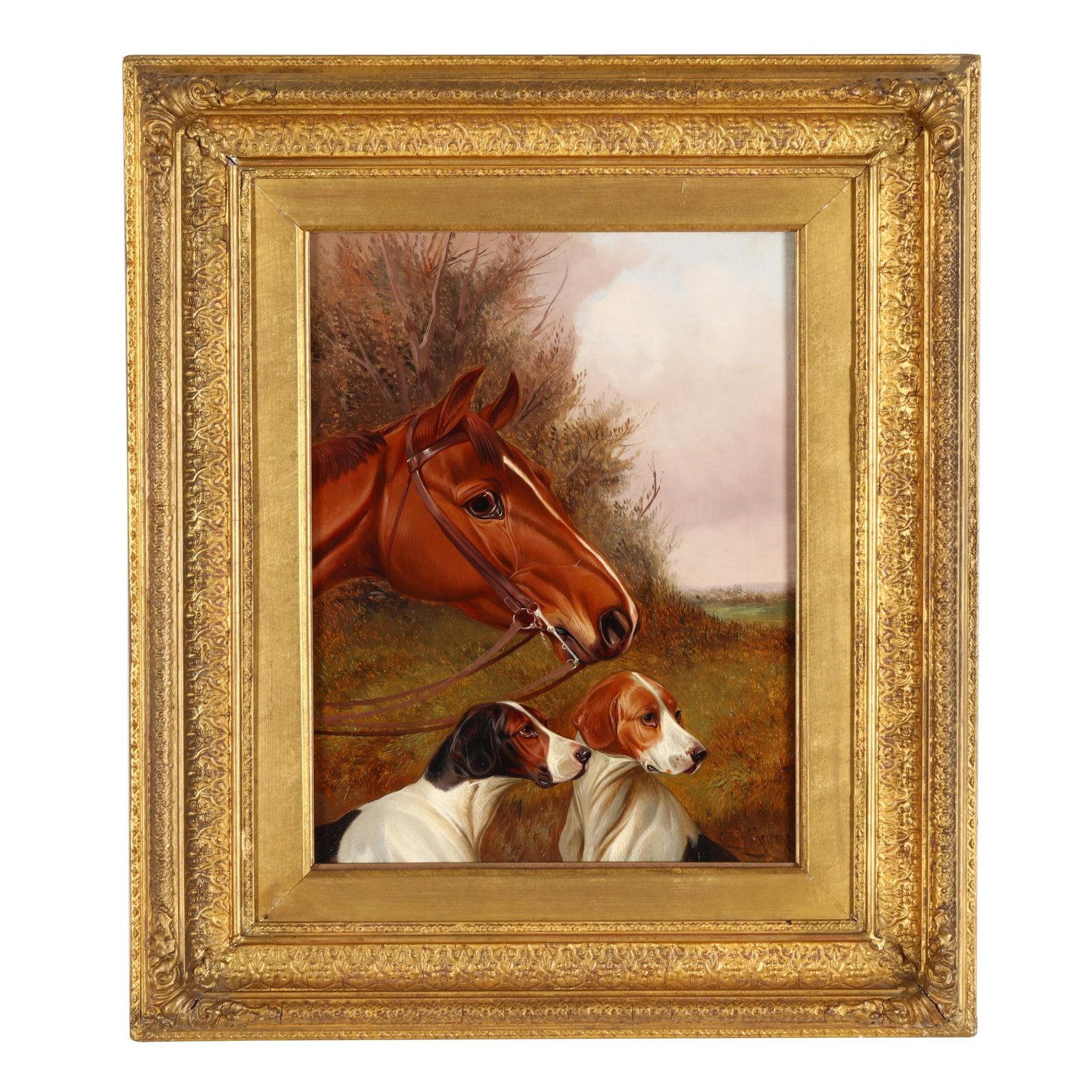 Colin Graeme (British, 1858-1910), A Horse and Two Hounds (1 of 4)