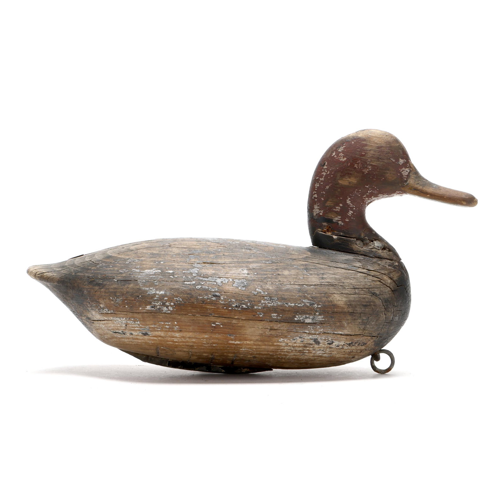 Ben Dye (MD, 1827-1896), Redhead: Ben Dye (MD, 1827-1896), Redhead Perryville, Marland, circa 1880s, carved and painted wood, incised PHP brand. Length 13.75 in. x 7.5 x 6.5 Additional high-resolution photos are available at www.lelan