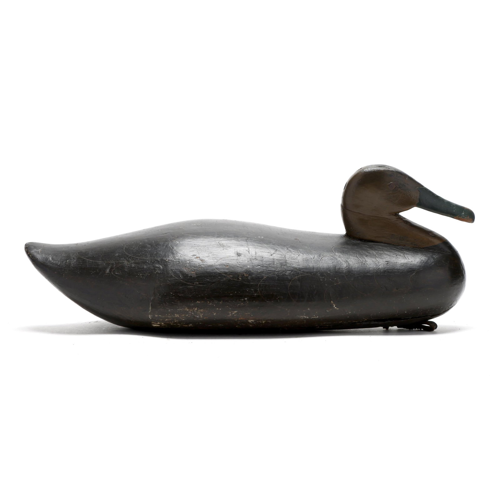 Eastern Shore Virginia Black Duck: Eastern Shore Virginia Black Duck Eastern Shore Virginia, circa 1900, carved and painted wood. Length 18 in. x 7 x 8 Similar in style to black ducks made by Ike Phillips. Additional high-resolution ph