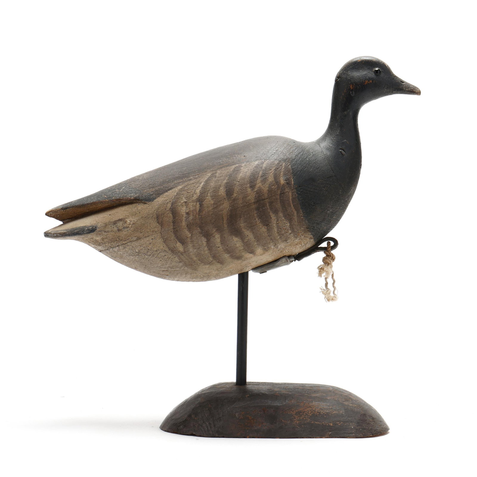 Grayson Chesser (VA, b. 1947), Standing Brant: Grayson Chesser (VA, b. 1947), Standing Brant Sanford, Virginia, circa 2000, carved and painted wood, glass eyes, incised C, custom stand conveys. Length 18.5 in. x Height 17.5 in. Made in the manner 