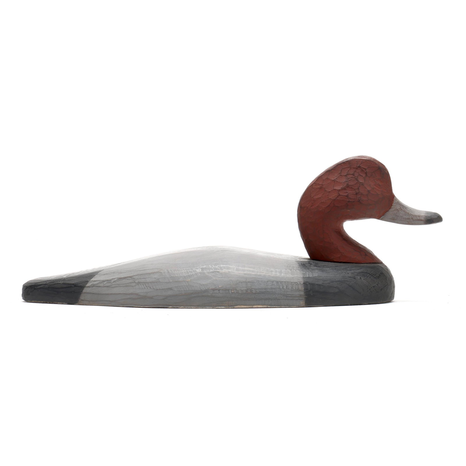 Walter "Brother" Gaskill (NC), Redhead Wing Duck: Walter "Brother" Gaskill (NC), Redhead Wing Duck Harkers Island, North Carolina, 2024, carved and painted wood, incised G, signed and dated. Length 15 in. x 5.5 x 6 Very attractive tooling marks on th