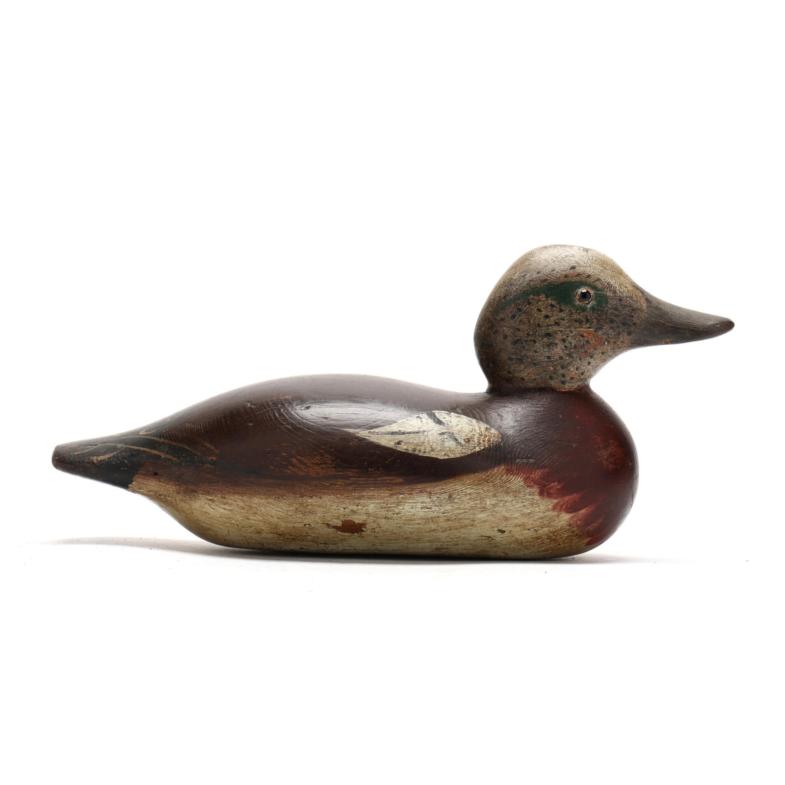 Mason Factory (MI, 1896-1924), Rare Standard Grade Widgeon: Mason Factory (MI, 1896-1924), Rare Standard Grade Widgeon Detroit, Michigan, circa 1910, carved and painted wood, glass eyes, incised GR brand. Length 13.5 in. x 6.5 x 5.5 in. A similar example is