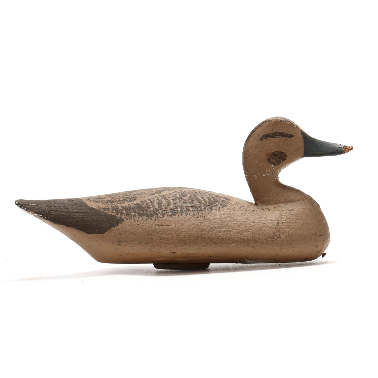 Ned Burgess (NC, 1868-1958), Hen Pintail from Monkey Island Club: Ned Burgess (NC, 1868-1958), Hen Pintail from Monkey Island Club Churches Island, North Carolina, circa 1930s, carved and painted wood, branded MI. Length 16.75 in. Monkey Island was home to some of t