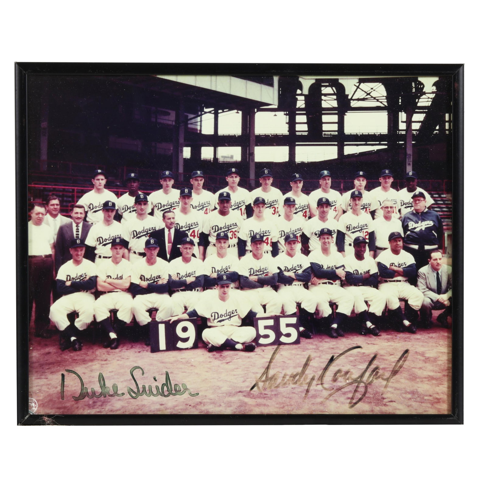 1955 Brooklyn Dodgers Team Photograph Signed by Sandy Koufax and Duke Snider: 1955 Brooklyn Dodgers Team Photograph Signed by Sandy Koufax and Duke Snider Additional high-resolution photos are available at www.lelandlittle.com