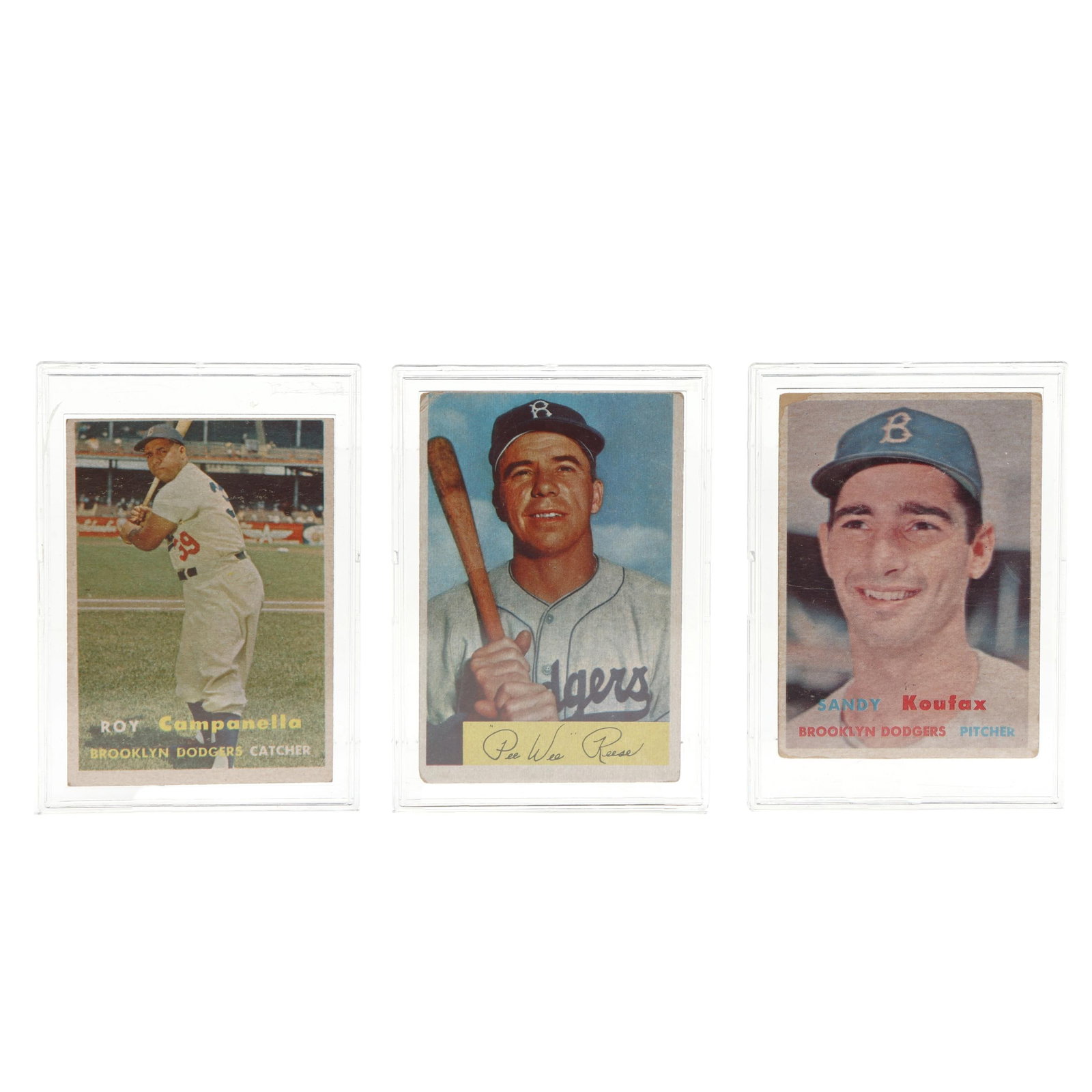 Sandy Koufax, Roy Campanella, and Pee Wee Reese Baseball Cards (1 of 2)