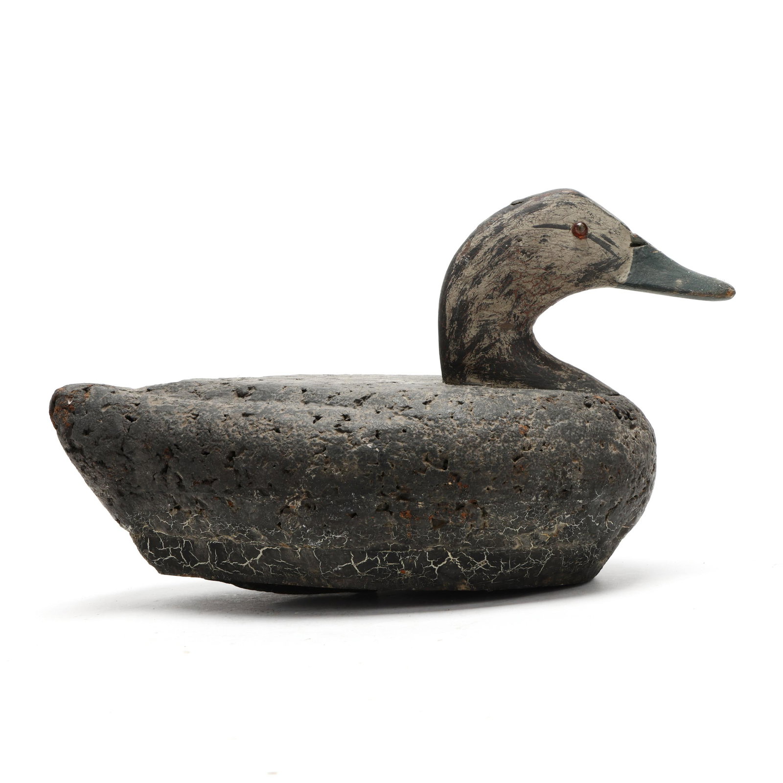 Henry Davis (MD), Black Duck: Henry Davis (MD), Black Duck Cecil County, Maryland, circa 1940s, carved and painted wood and pressed cork. Length in. 14 x 8 x 7.5 Additional high-resolution photos are available at www.lelandlittle.