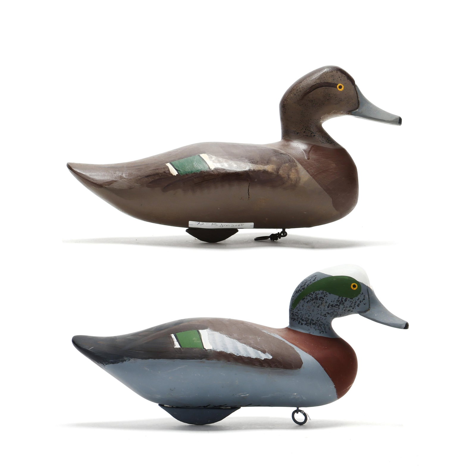 Captn Harry Jobes (MD, 1936-2019), Pair of Widgeon: Captn Harry Jobes (MD, 1936-2019), Pair of Widgeon Havre de Grace, Maryland, circa 1990s, carved and painted wood. Length 14.5 in. x 8 x 6 Additional high-resolution photos are available at