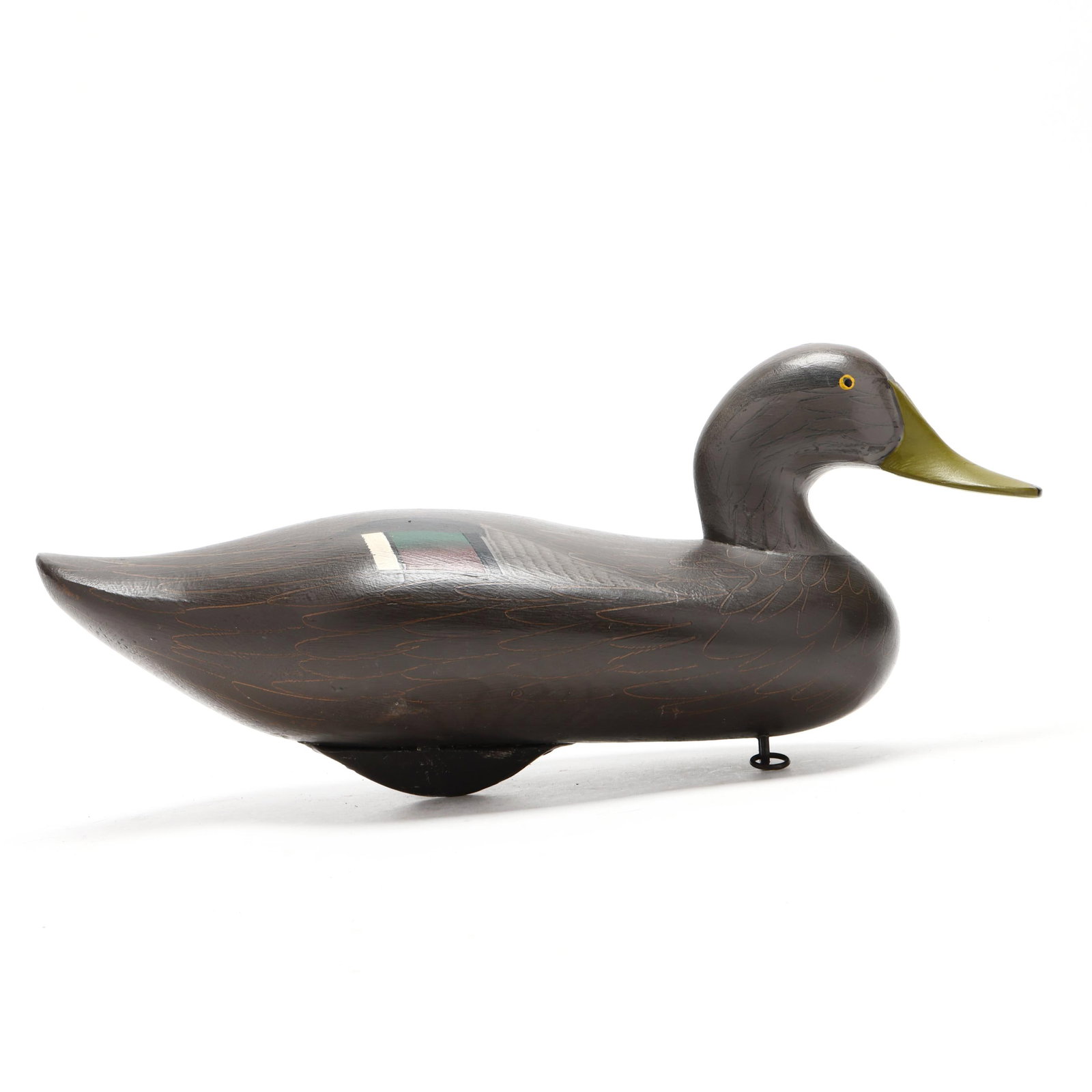Jim Pierce (b. 1934), Black Duck: Jim Pierce (b. 1934), Black Duck Havre de Grace, Maryland, 1990, carved and painted wood. Length 17 in. x 8 x 7 Additional high-resolution photos are available at www.lelandlittle.com