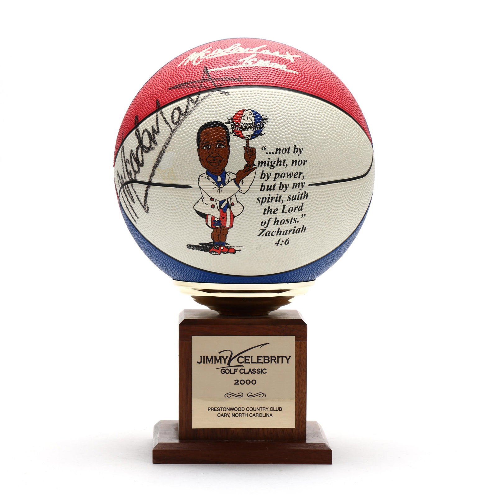 Harlem Globetrotters' Meadowlark Lemon Signed Basketball and Framed Photo (1 of 3)