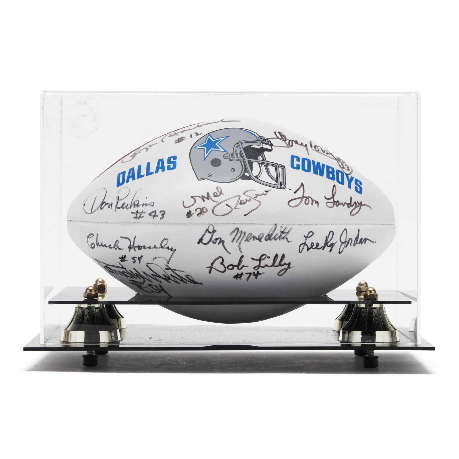 Dallas Cowboys Signed Football: Dallas Cowboys Signed Football circa 1994, Wilson football in case. Case 9 x 13 x 10 in. Additional high-resolution photos are available at www.lelandlittle.com