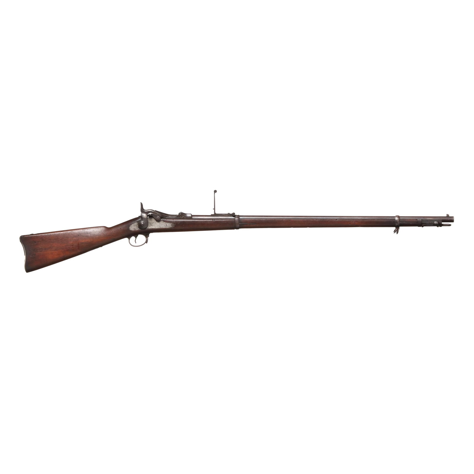 Springfield Armory Model 1884 Trapdoor Rifle w/ Retracting Bayonet: Springfield Armory Model 1884 Trapdoor Rifle w/ Retracting Bayonet Serial number 505686 present on receiver rearward of trapdoor, text of US MODEL 1884 present on top of trapdoor, text of US SPRINGFIE
