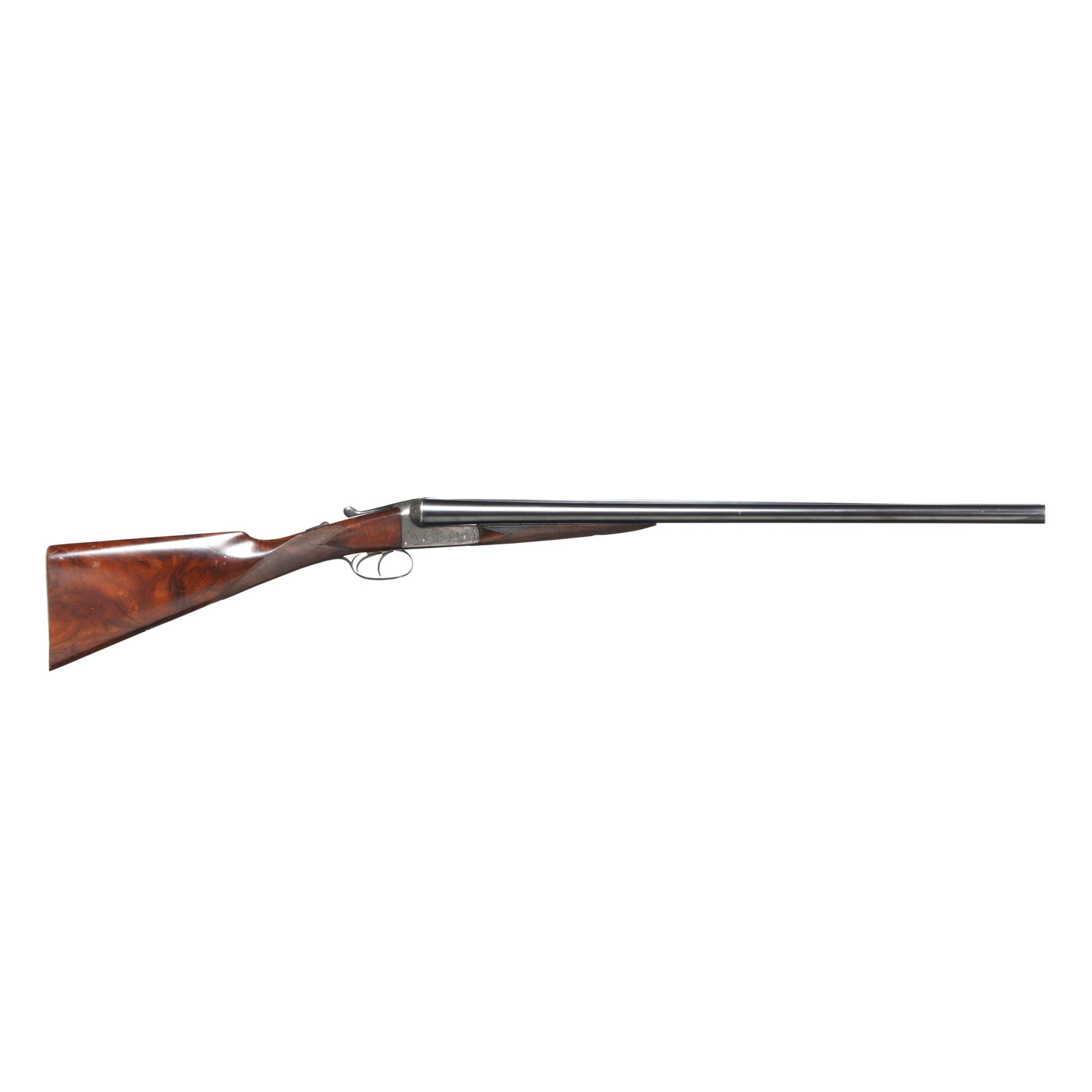 William Ford 12ga Boxlock Doublegun: William Ford 12ga Boxlock Doublegun Serial number 7861 present on water table, barrel and trigger guard, text of WILLIAM FORD 15 ST. MARY'S ROW BIRMINGHAM present on 26 in. blued barrels with smooth t
