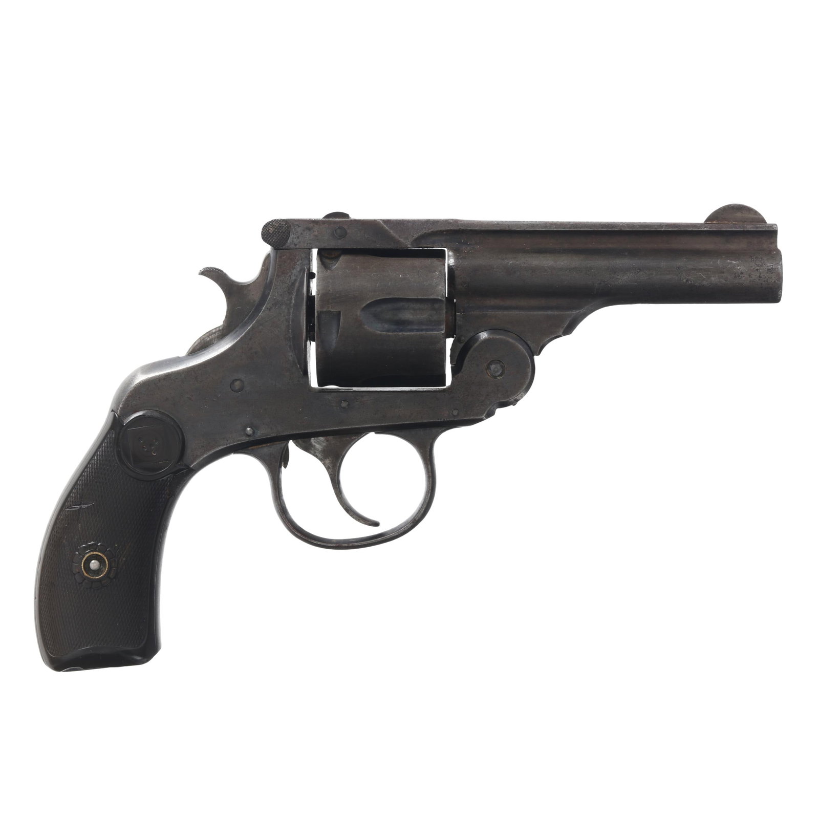 Harrington & Richardson Arms .38 S&W Top Break Revolver: Harrington & Richardson Arms .38 S&W Top Break Revolver Serial number 180367 present on butt of frame, partial serial number of 367 present on cylinder face and extractor, top break revolver mechanism