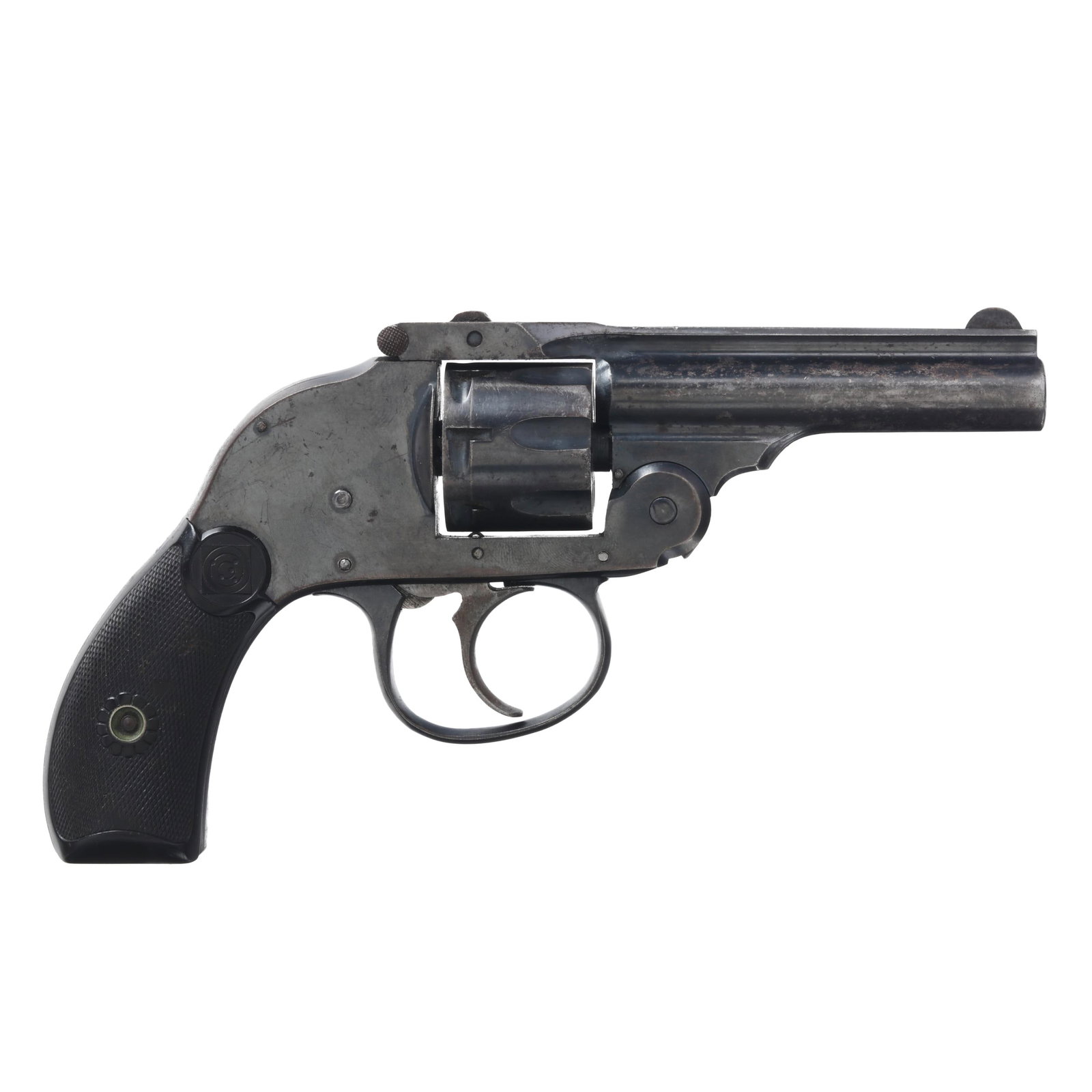 Harrington & Richardson Arms Co. Top-Break .22 Rimfire Revolver: Harrington & Richardson Arms Co. Top-Break .22 Rimfire Revolver Serial number 2988 present on bottom of grip butt, seven shot top-break revolver action, text of 22 RIMFIRE, present on left side of bar