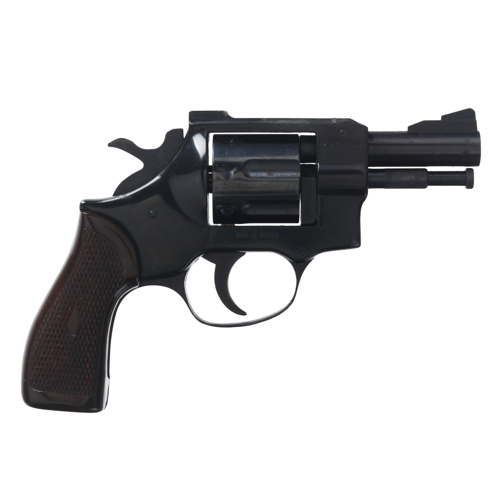 Araminius Model HW3 .32 S&W Long Revolver w/ Buchheimer Leather Holster: Araminius Model HW3 .32 S&W Long Revolver w/ Buchheimer Leather Holster Serial number 290766 present on right side of frame to the rear of the 2 7/8 in. barrel with serrated ramped front sight, text o