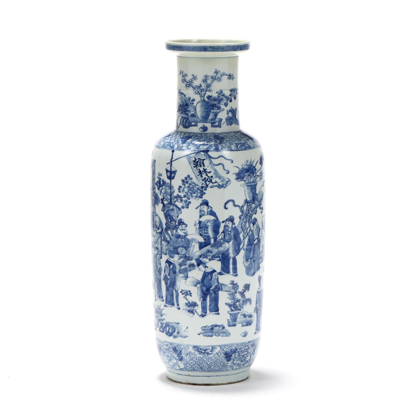 A Tall Chinese Blue and White Rouleau Form Floor Vase (1 of 11)