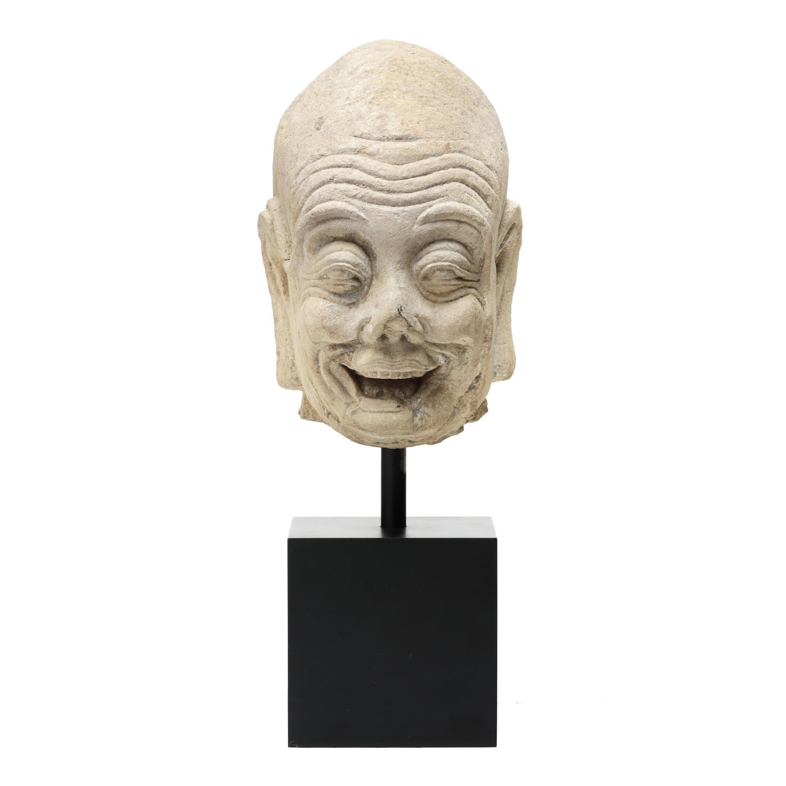 A Chinese Carved Stone Head of a Laughing Luohan (1 of 10)