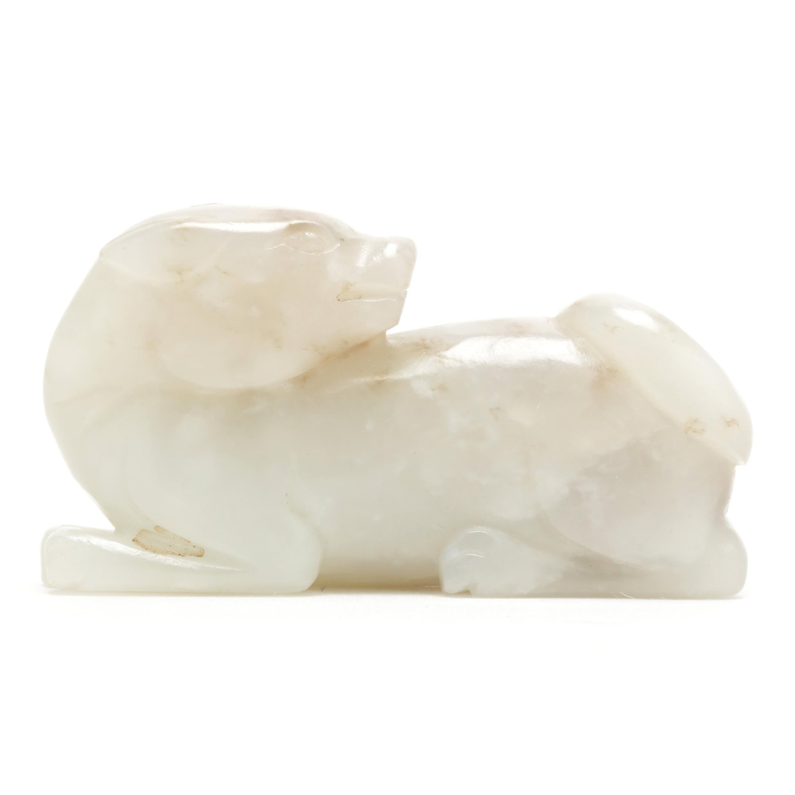 A Chinese White Jade Carving of a Seated Dog (1 of 5)