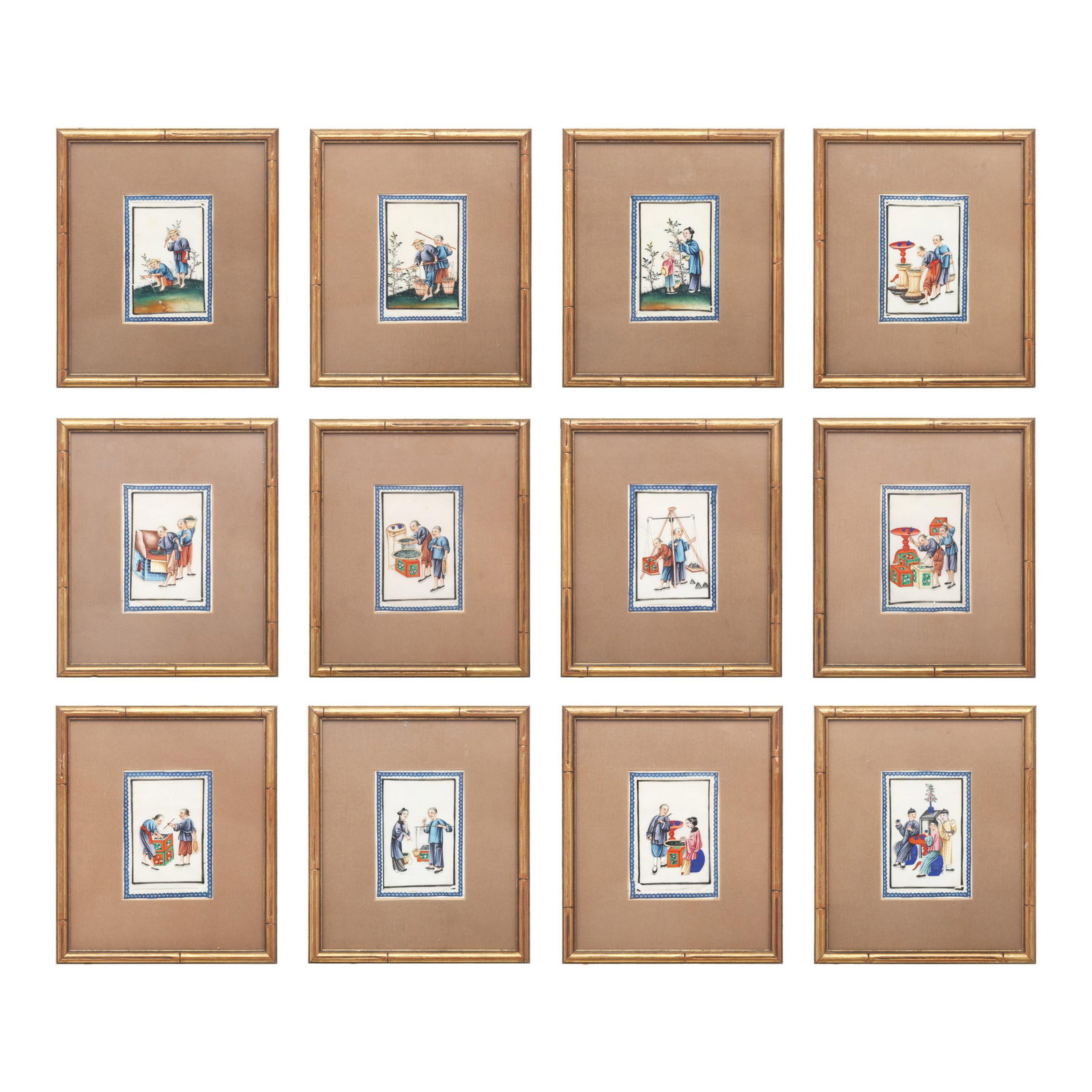 Chinese Export School (19th Century), A Set of Twelve Paintings of Tea Production (1 of 20)