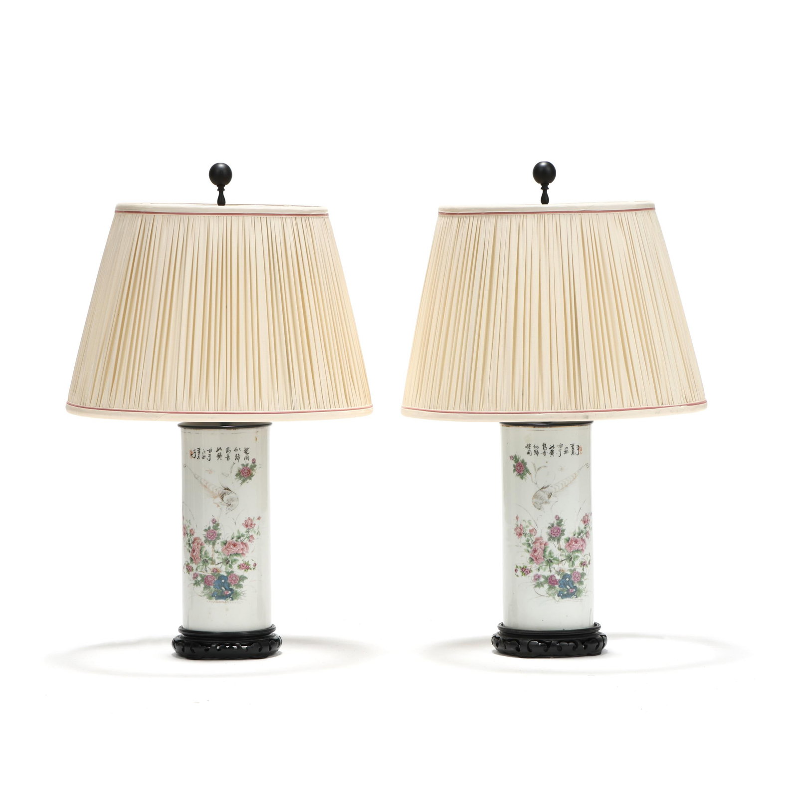 A Pair of Chinese Porcelain Hat Stand Table Lamps (1 of 7)