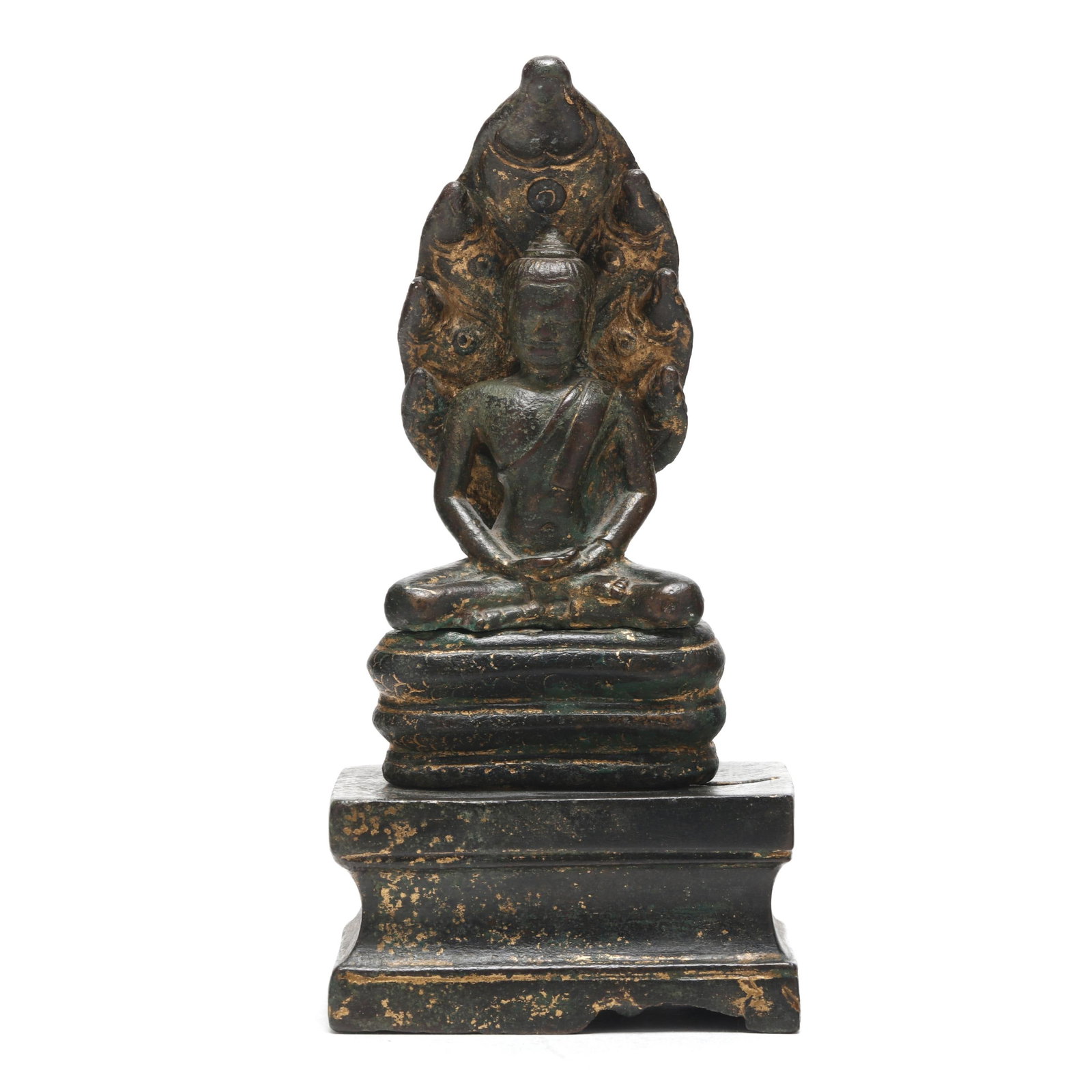 A Southeast Asian Bronze Figure of Buddha Sheltered by Muchalinda (1 of 6)