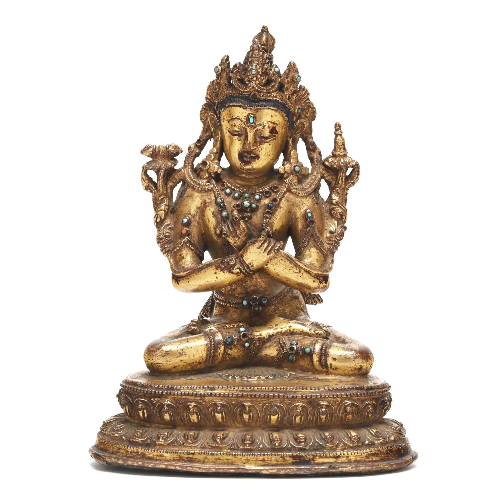 A Tibetan Gilt Copper Alloy Figure of Vajrahara with Inlay (1 of 5)