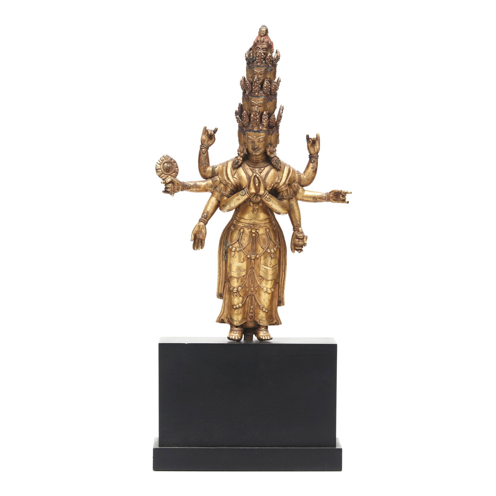A Tibetan Gilt Bronze Figure of the Eleven Headed Bodhisattva Avalokiteshvara (1 of 7)