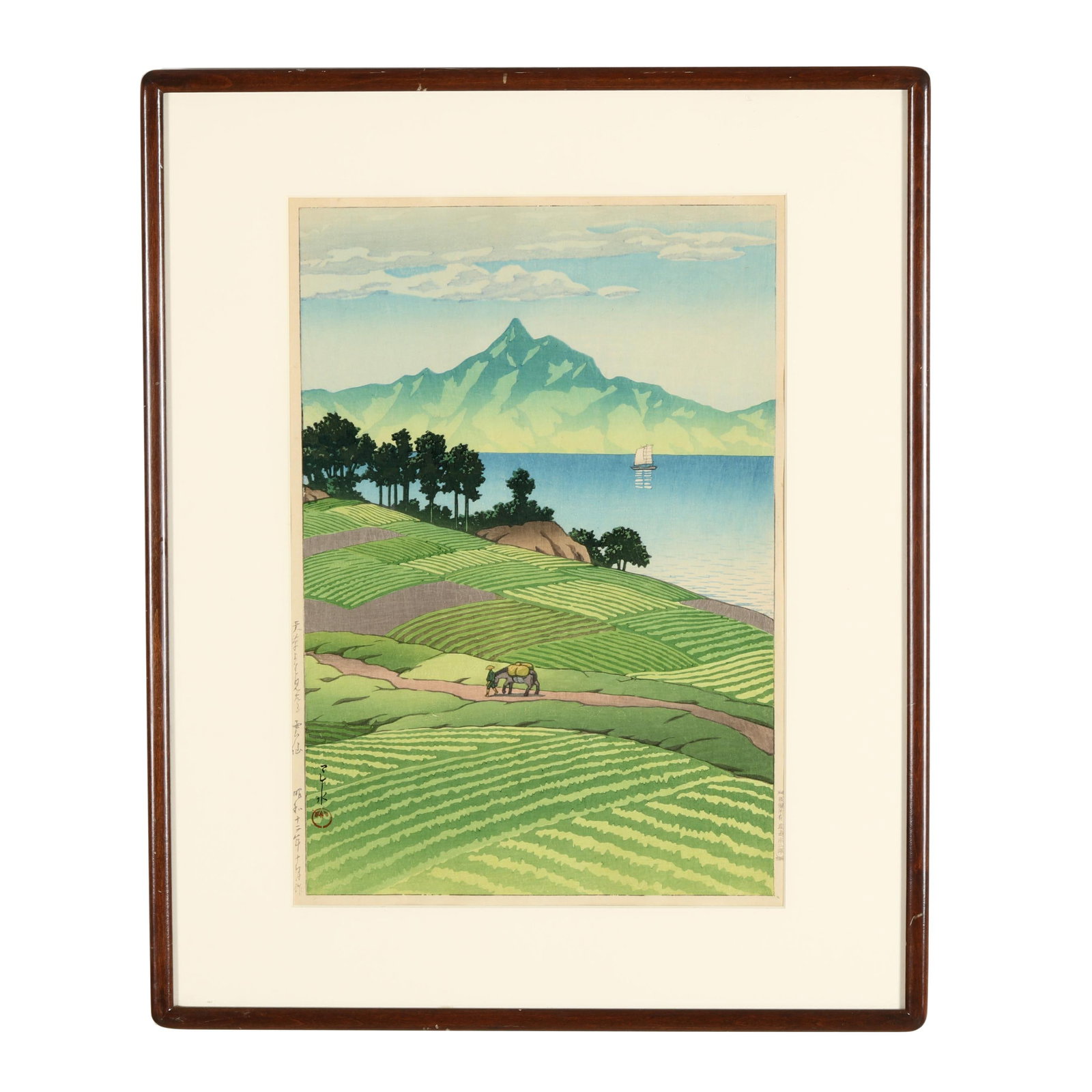 Kawase Hasui (Japanese, 1883-1957), Mount Unzen from Amakusa: Kawase Hasui (Japanese, 1883-1957), Mount Unzen from Amakusa Dated Showa 12 (1937), ink and colors on paper, woodblock print, signed Hasui together with with a red artist seal Kawase to lower left cor
