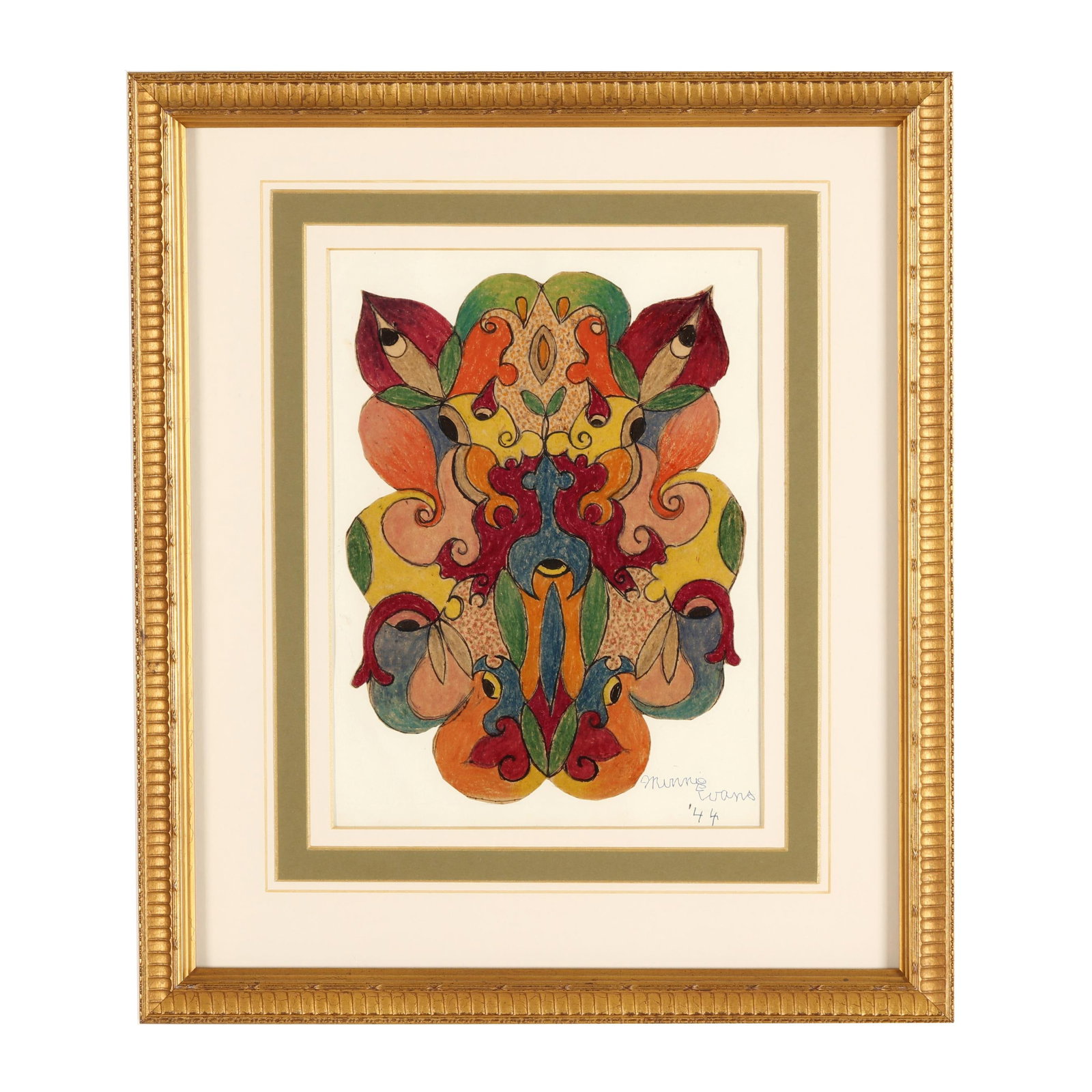 Minnie Evans (NC, 1892-1987), Untitled (foliage with eyes) (1 of 9)