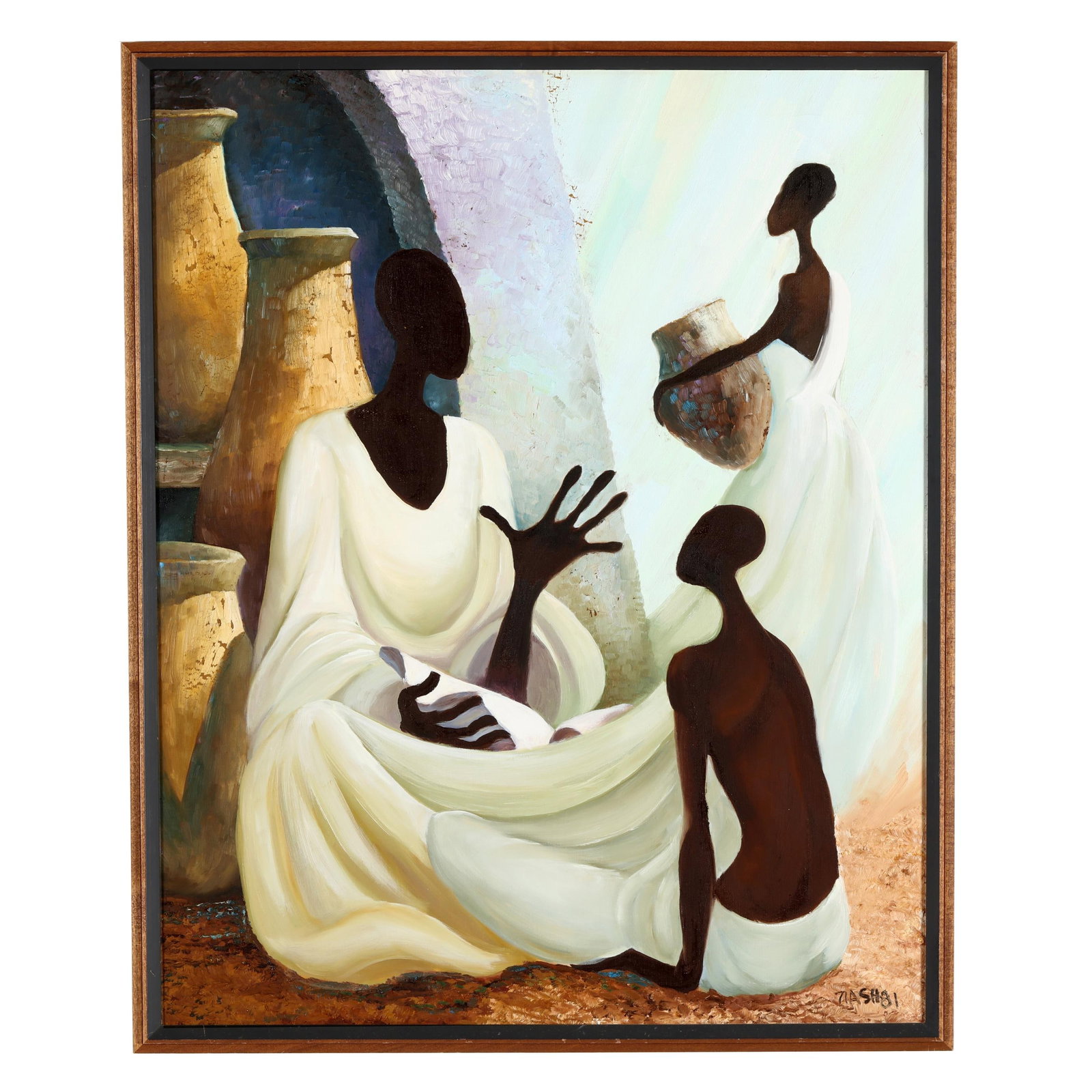 Willie Nash (NC, 1937-1999), The Pottery Studio: Willie Nash (NC, 1937-1999), The Pottery Studio oil on canvas, 1981, signed and dated at the lower right, framed. Stretcher size 30 1/4 x 24 1/4 in.; Frame dimensions 31 1/2 x 25 1/2 in. The artist, a