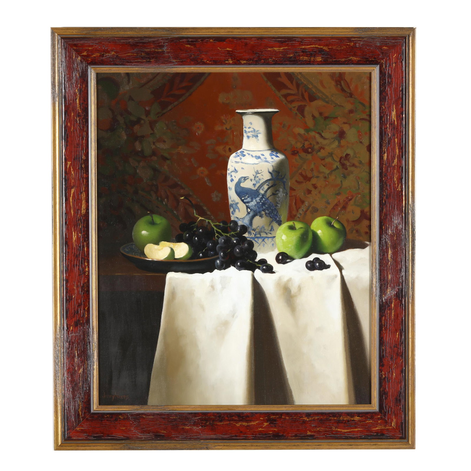 Jerry Weers (American, b. 1953), Still Life with Chinese Vase, Apples, and Grapes (1 of 6)