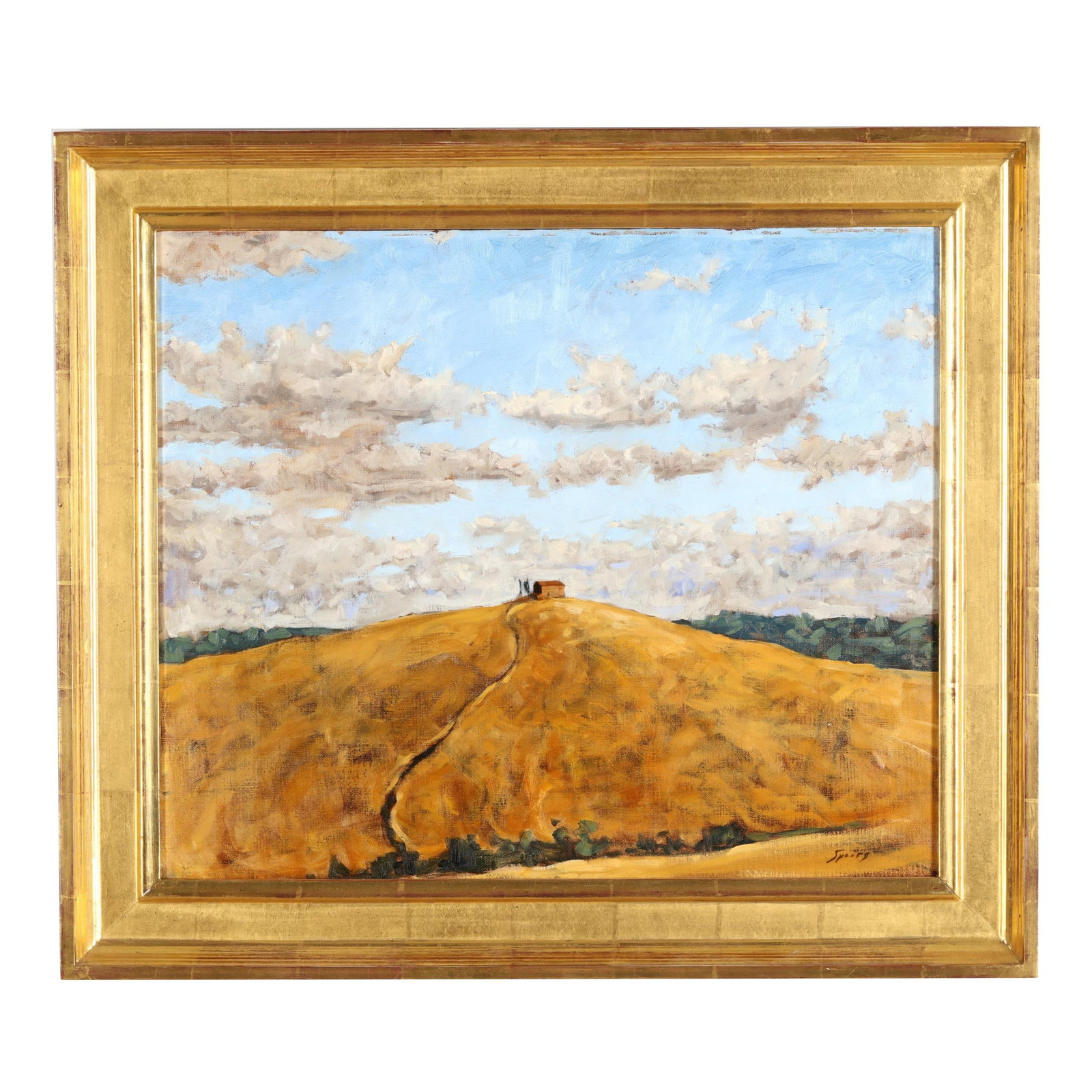 Garrett Speirs (American, b. 1963), Podera Boldrini: Garrett Speirs (American, b. 1963), Podera Boldrini oil on canvas, signed at lower right, retaining gallery label to the verso, framed. Stretcher size 20 x 24 in.; Frame dimensions 25 1/2 x 29 1/2 in.