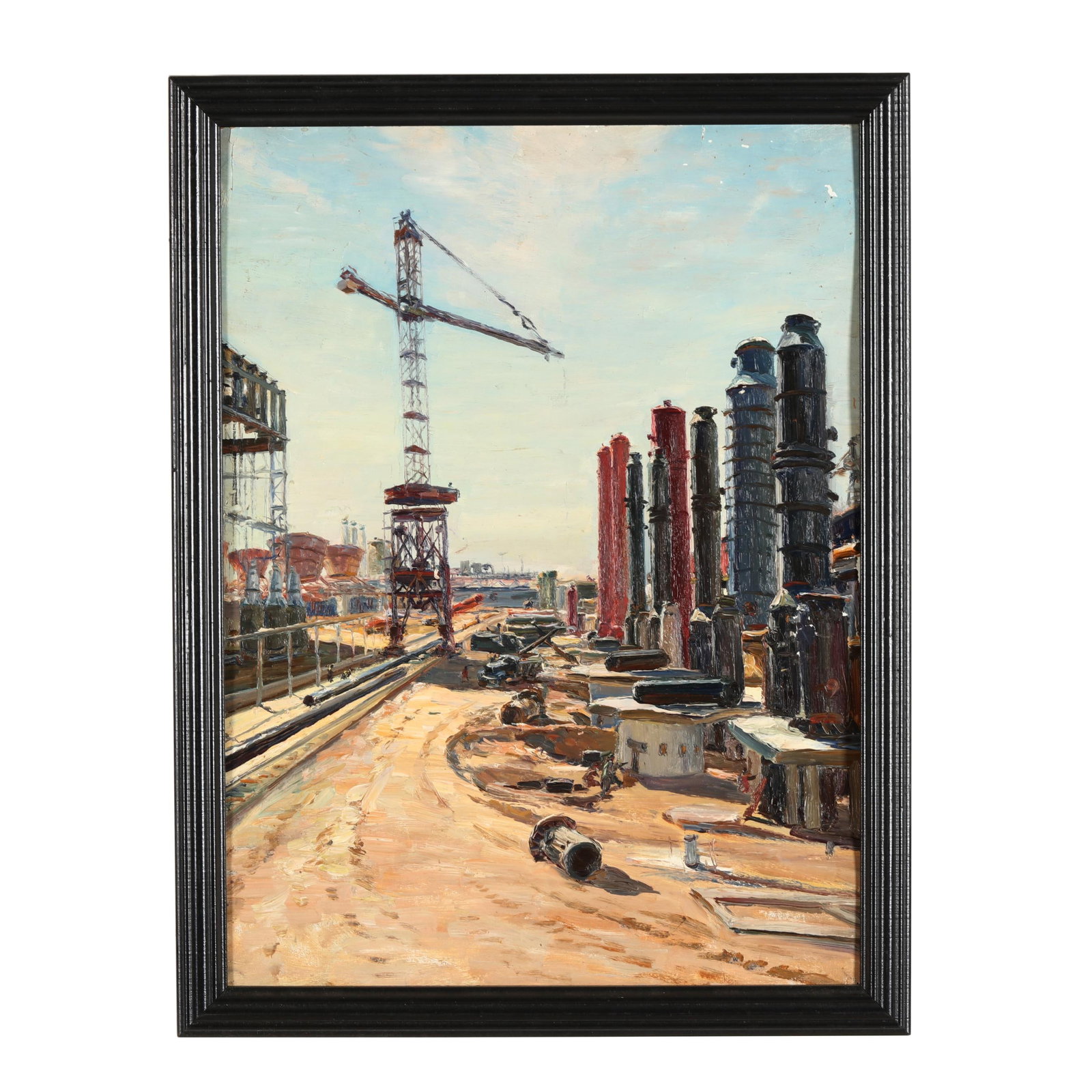 Vladimir Mitrofanovich Petrov (Tashkent, USSR 1920-1996), Construction: Vladimir Mitrofanovich Petrov (Tashkent, USSR 1920-1996), Construction oil on cardboard, 1964, signed and inscribed to verso, framed. Board 18 1/4 x 13 3/4 in.; Frame dimensions 20 1/4 x 15 1/2 in. Vl