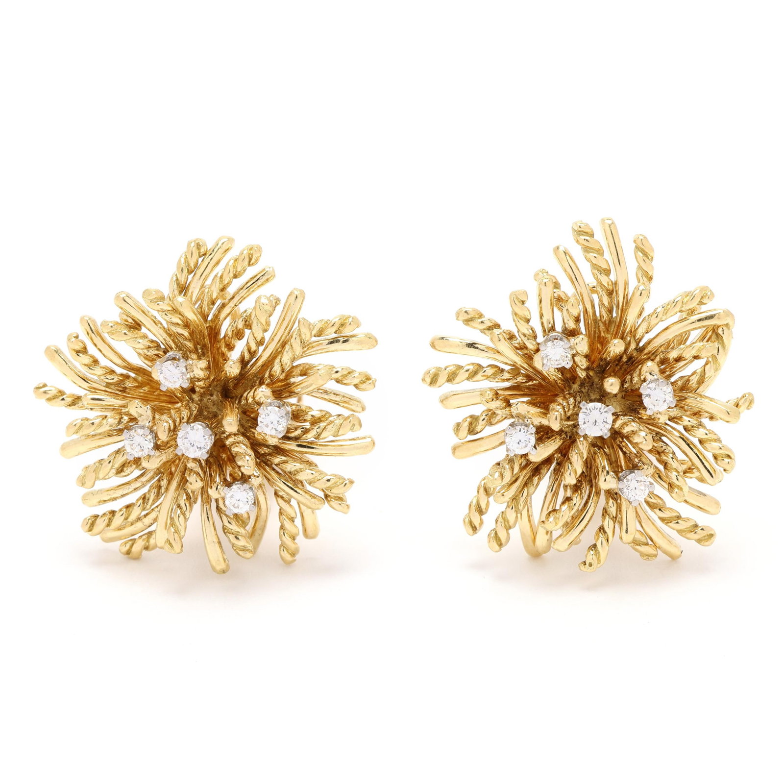 Gold and Diamond Anemone Motif Earrings (1 of 3)