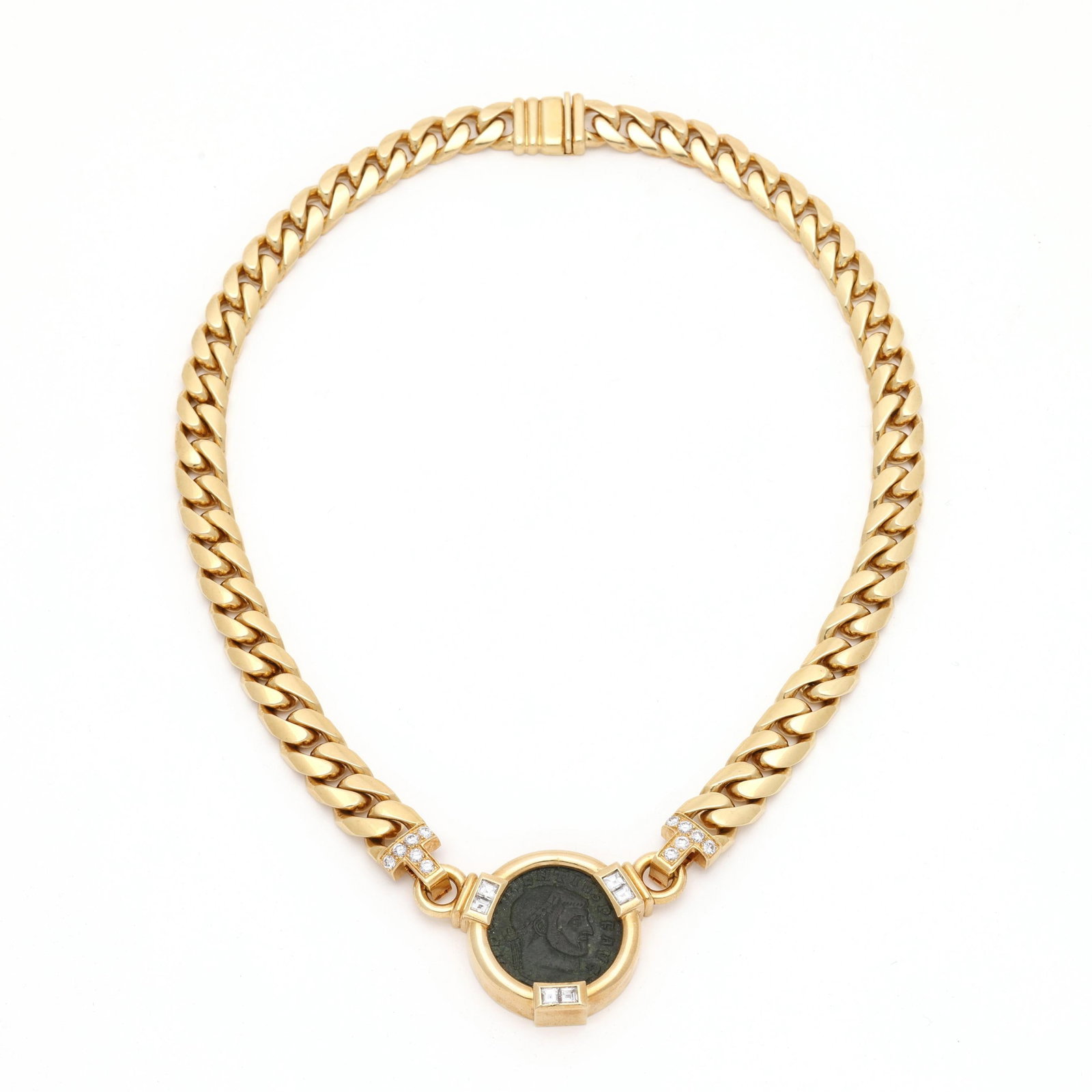 Gold, Ancient Coin, and Diamond Necklace, Lilli of Miami (1 of 5)