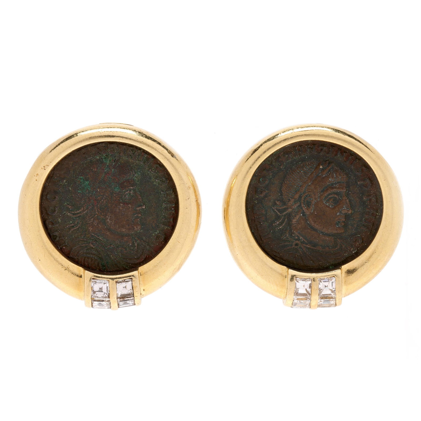 Gold, Ancient Coin, and Diamond Earrings, Lilli of Miami (1 of 3)