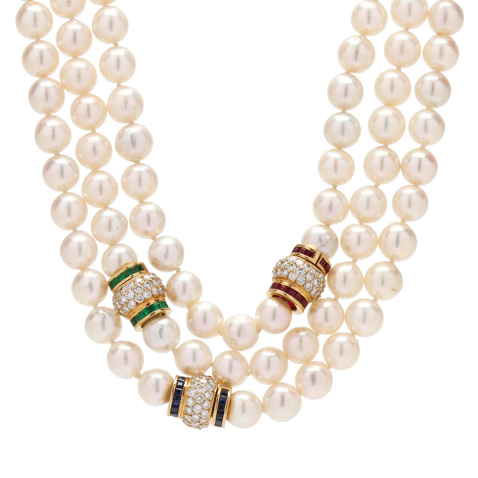 Pearl, Diamond, and Gem-Set Convertible Necklace, Lilli of Miami (1 of 9)