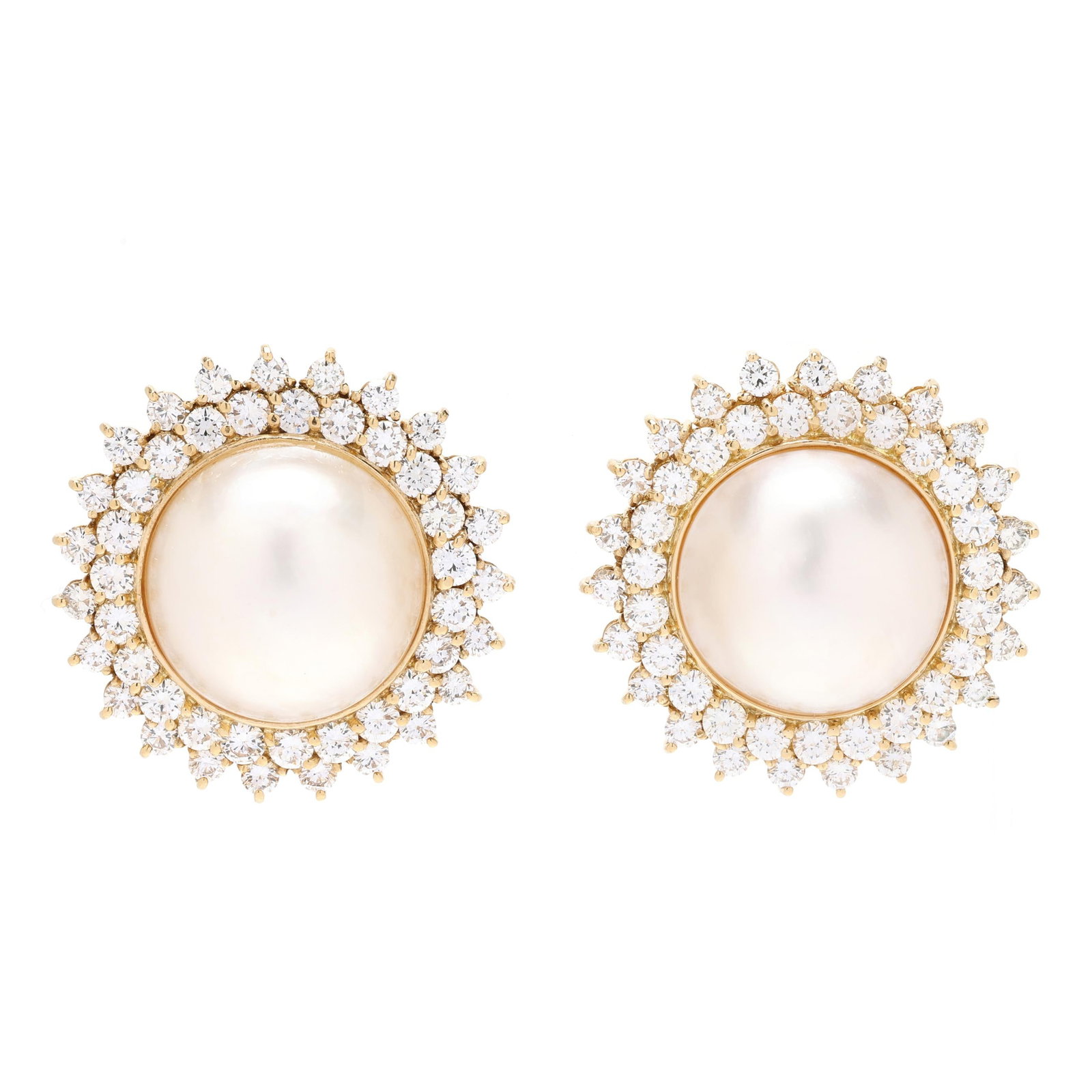 Gold, Mabé Pearl, and Diamond Earrings (1 of 3)