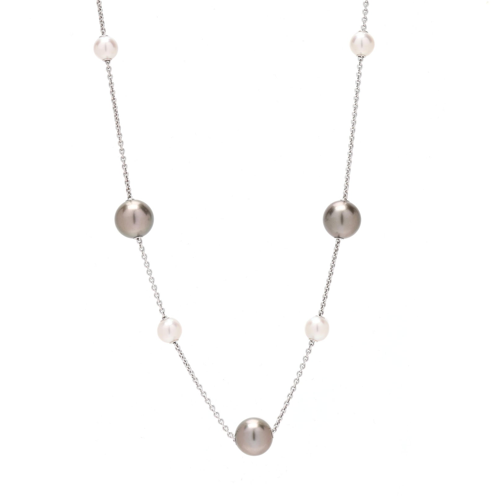 White Gold, Pearl, and Diamond Necklace, Mikimoto (1 of 6)