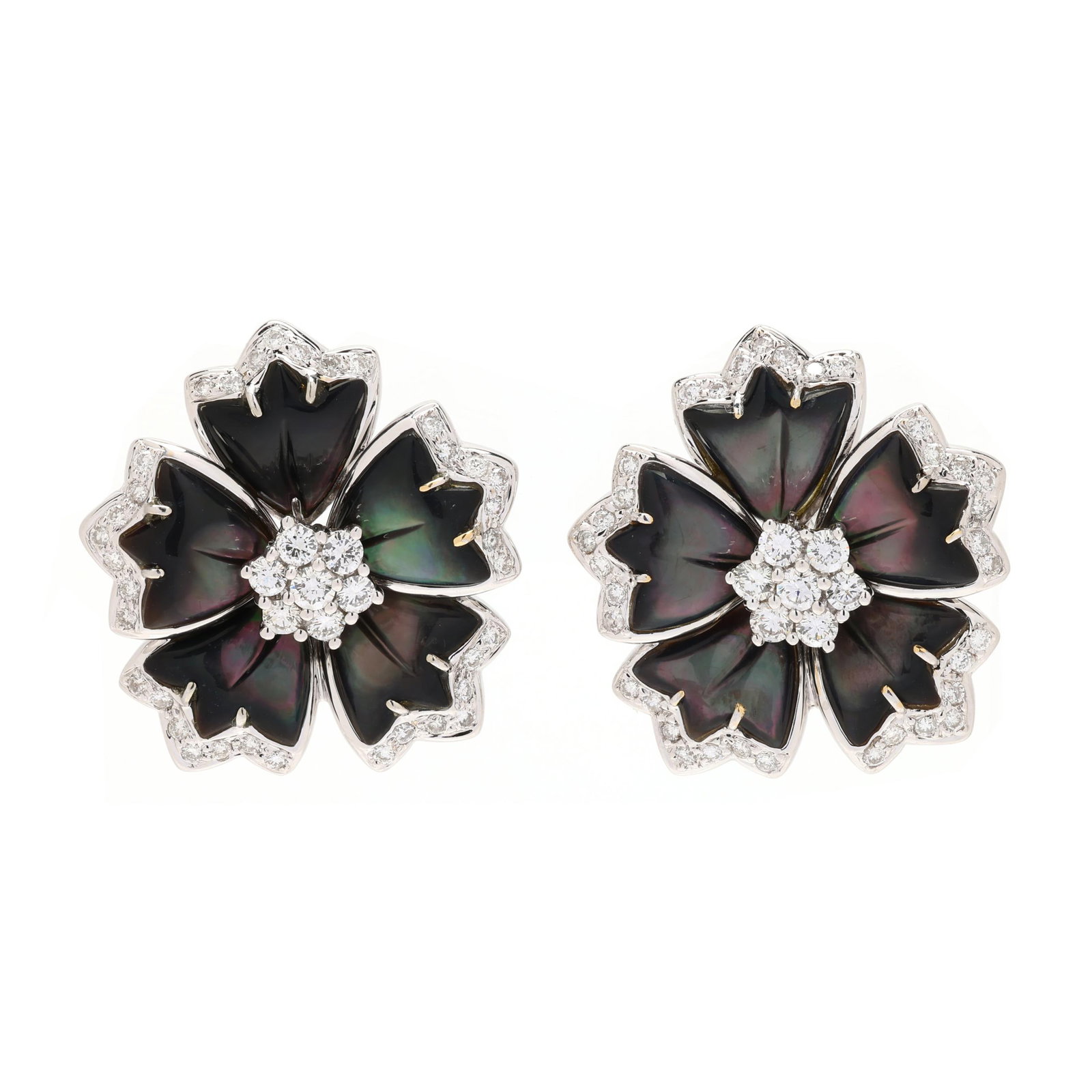 White Gold, Mother-of-Pearl, and Diamond Earrings (1 of 3)