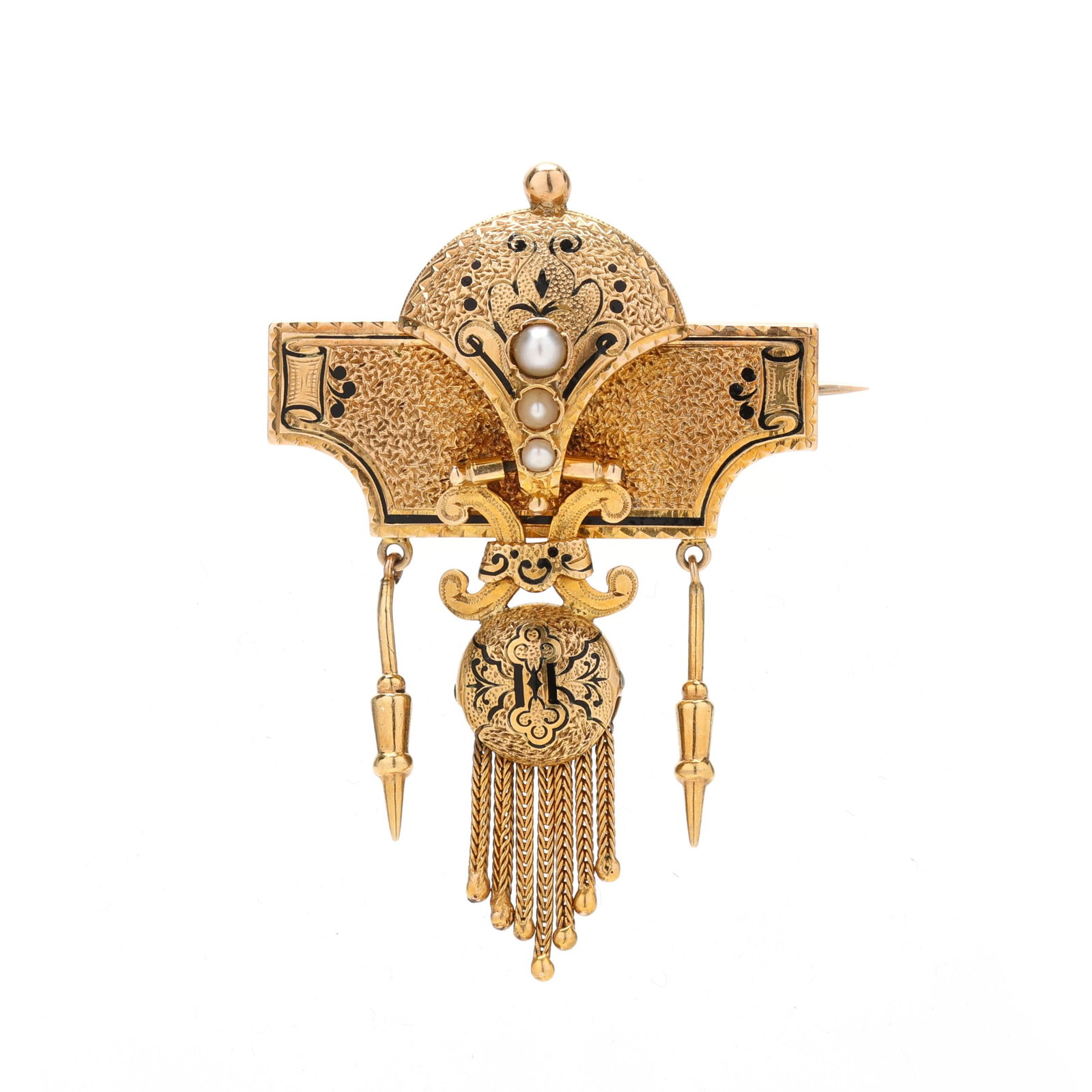 Victorian Gold, Enamel, and Pearl Brooch (1 of 2)