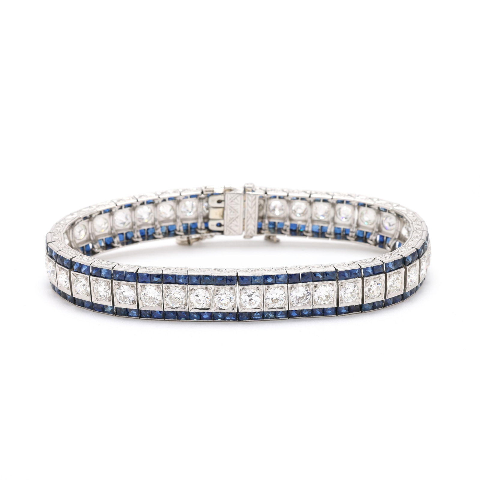 Art Deco Diamond and Sapphire Line Bracelet (1 of 8)