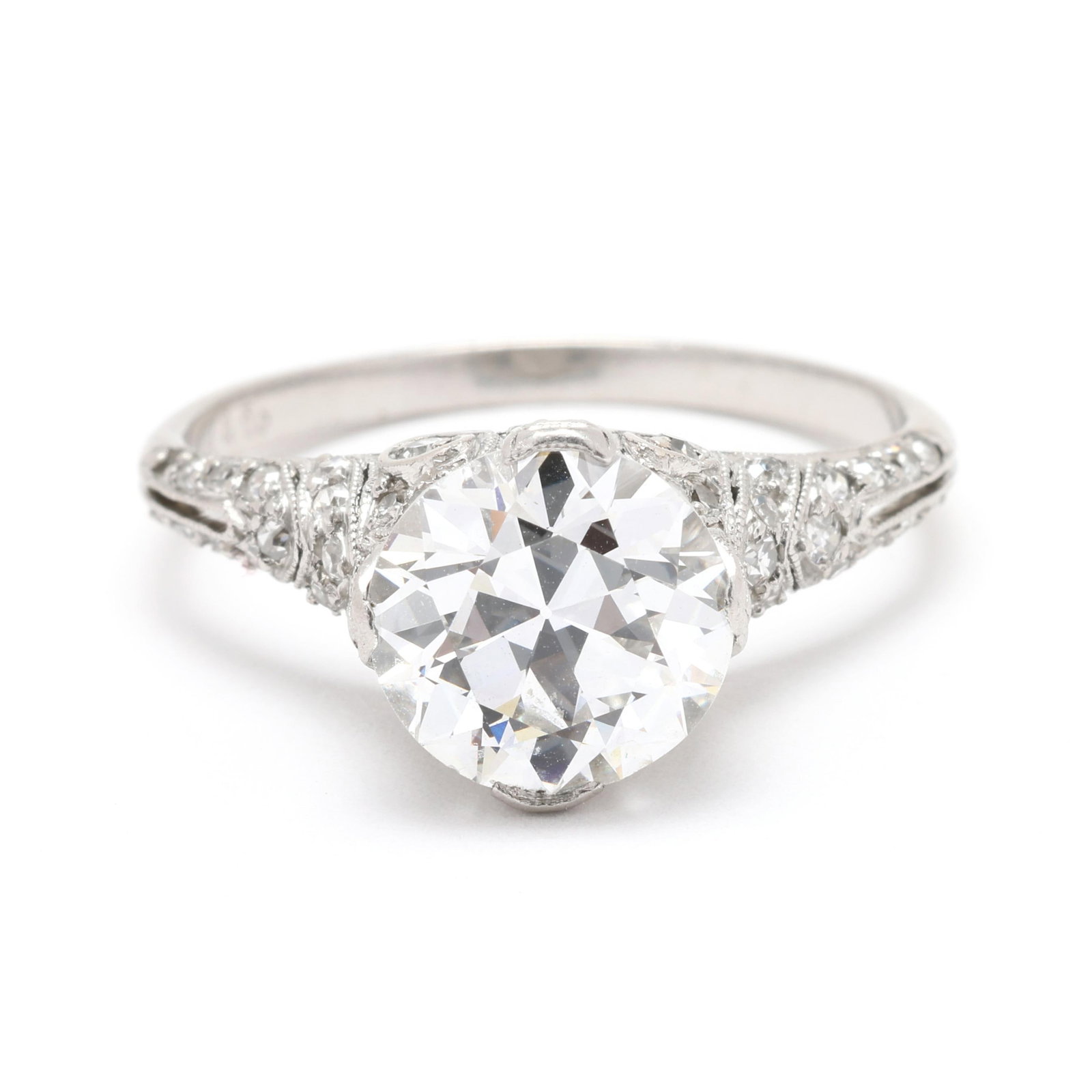 Antique Platinum and 2.25 Carat Diamond Ring: Antique Platinum and 2.25 Carat Diamond Ring