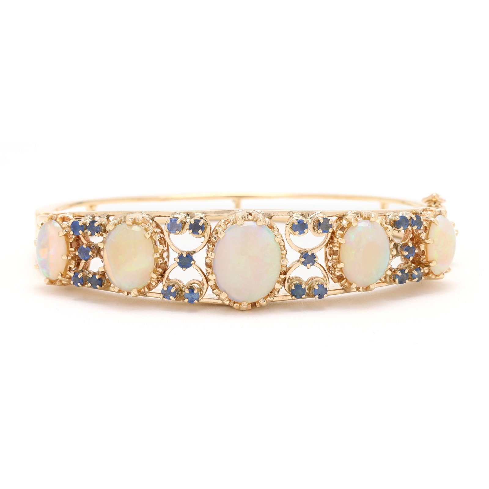 Vintage Gold, Opal, and Gem-Set Bangle Bracelet (1 of 5)